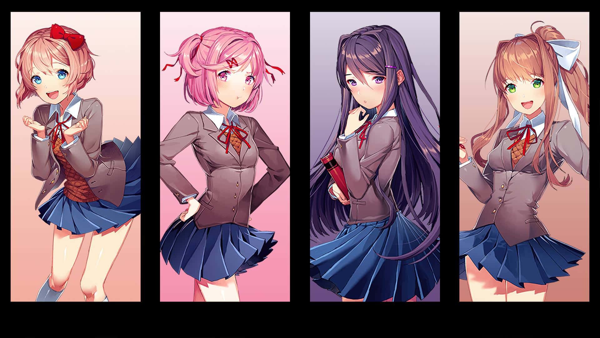 Horizontal Collage Doki Doki Book Club Ddlc Background