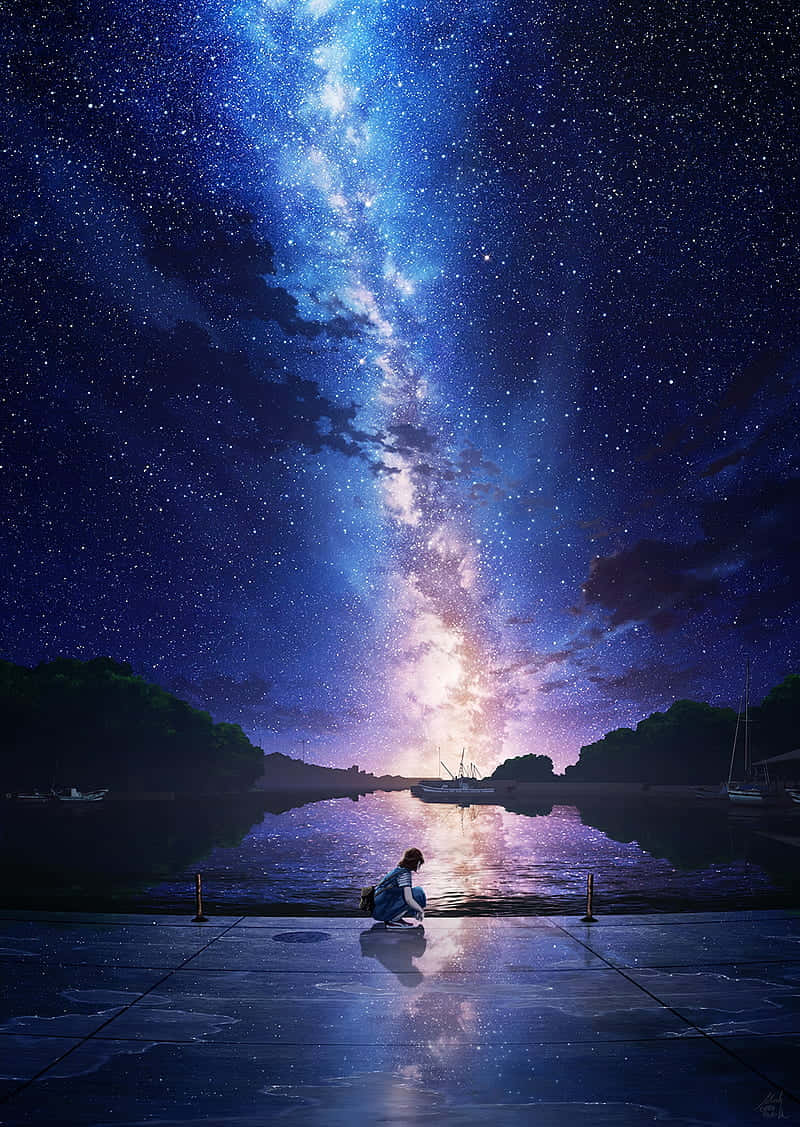 Horizontal Sky Night Anime Background