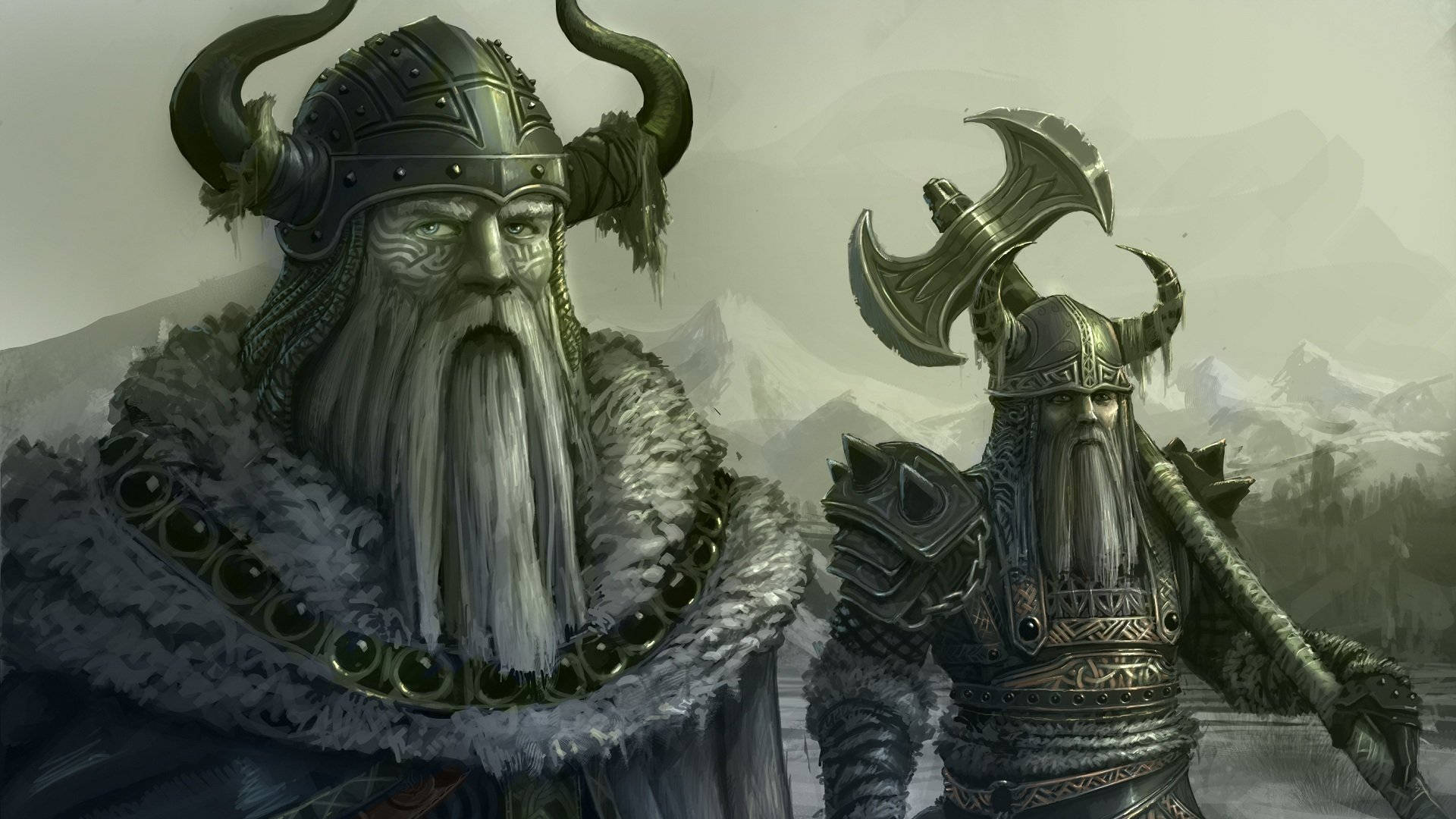Horned Helmet Viking Warriors Background