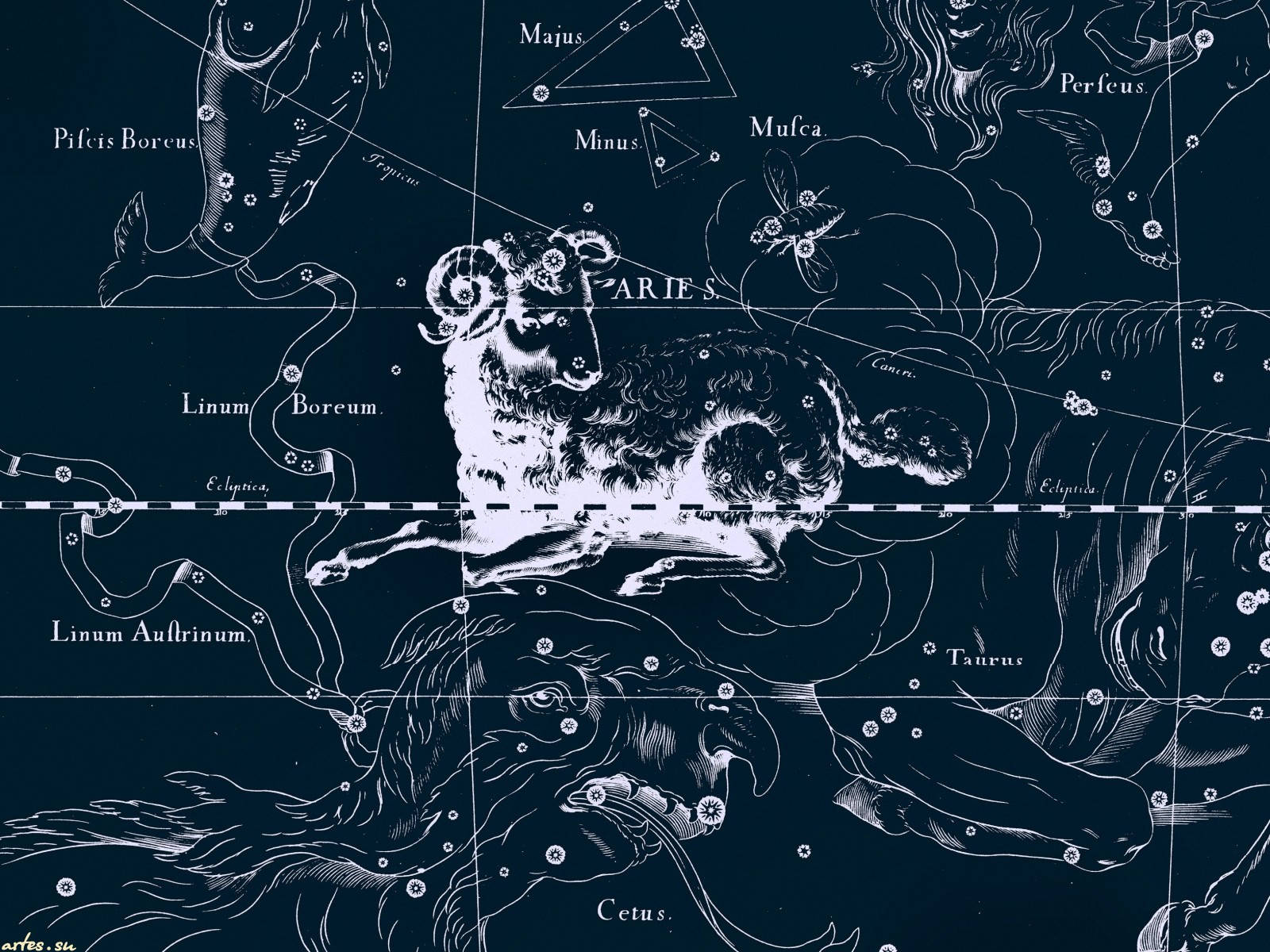 Horoscope Map Of Aries Background