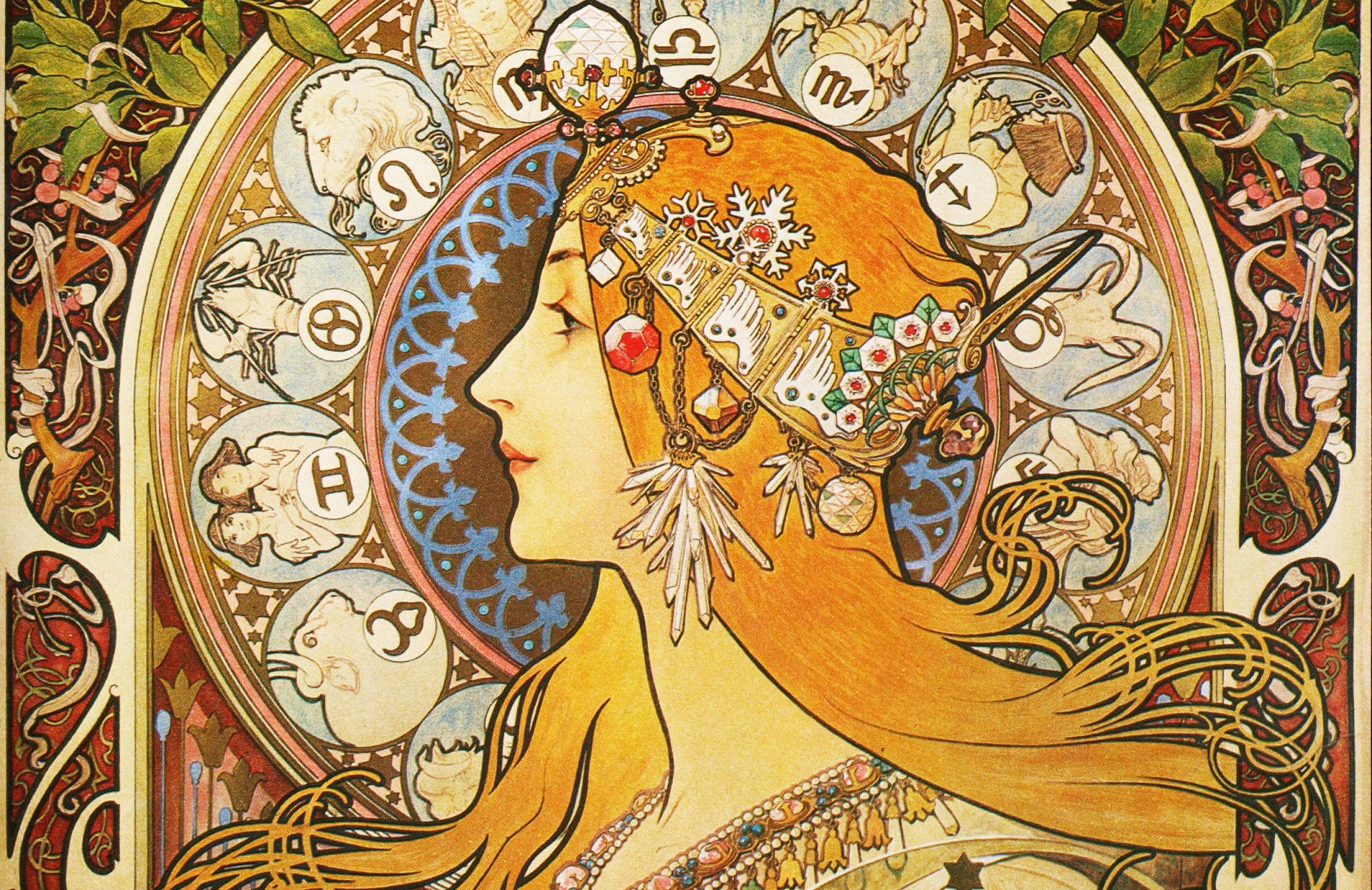 Horoscope Medieval Wheel Chart Art Background