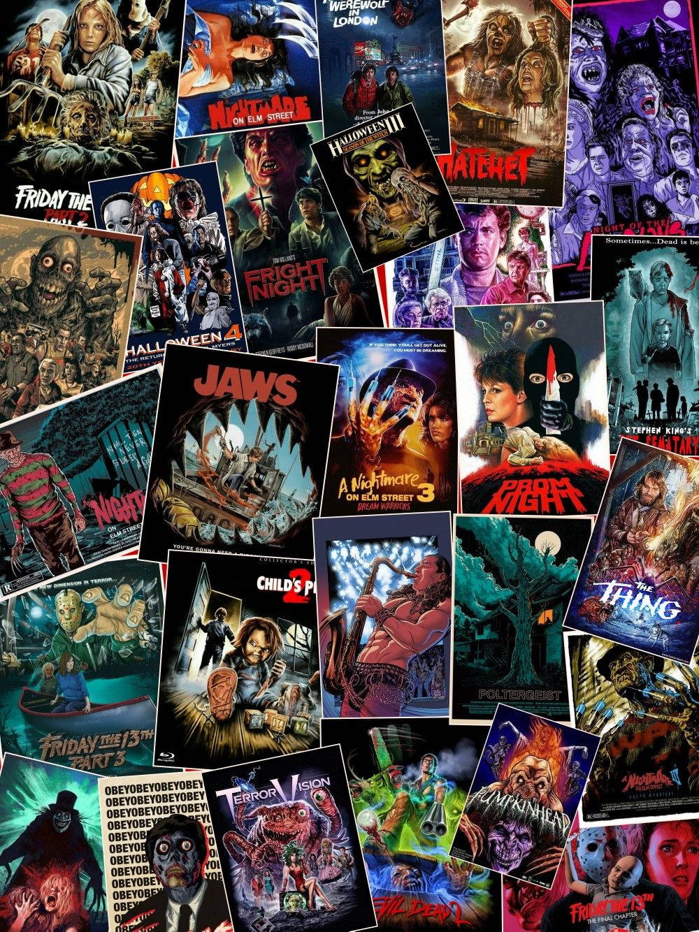 Horror Movie Collage Jaws Background