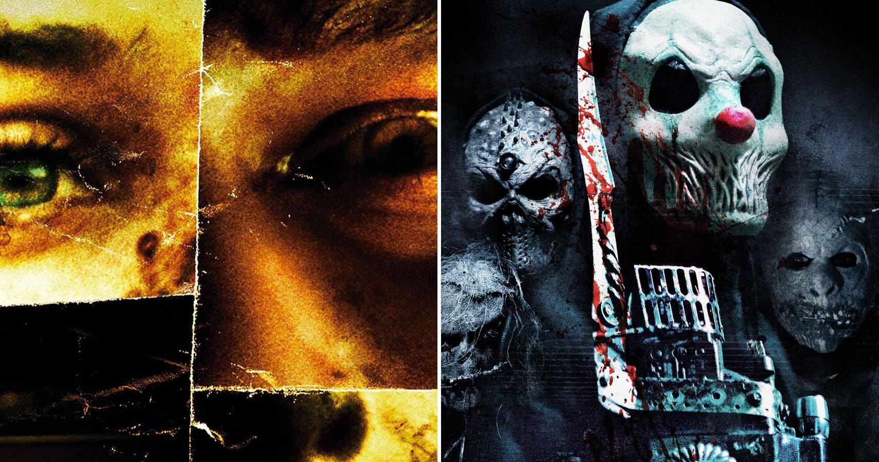 Horror Movie Collage Skull Mask Background