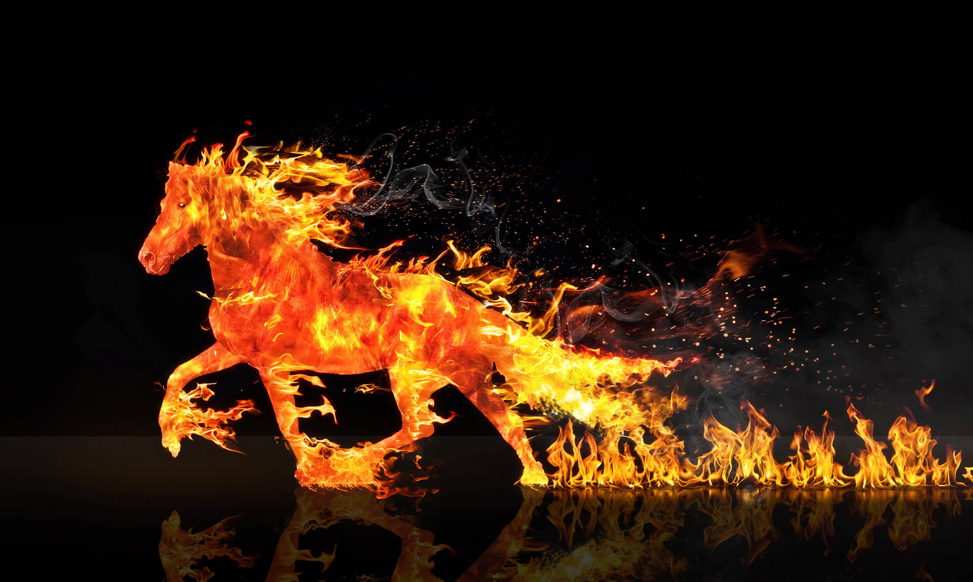 Horse Made Of 4k Fire Background