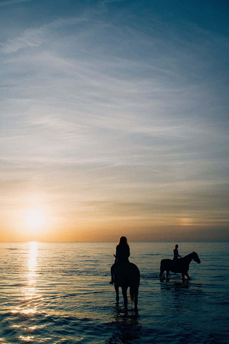 Horseback Riding Girls On Beach