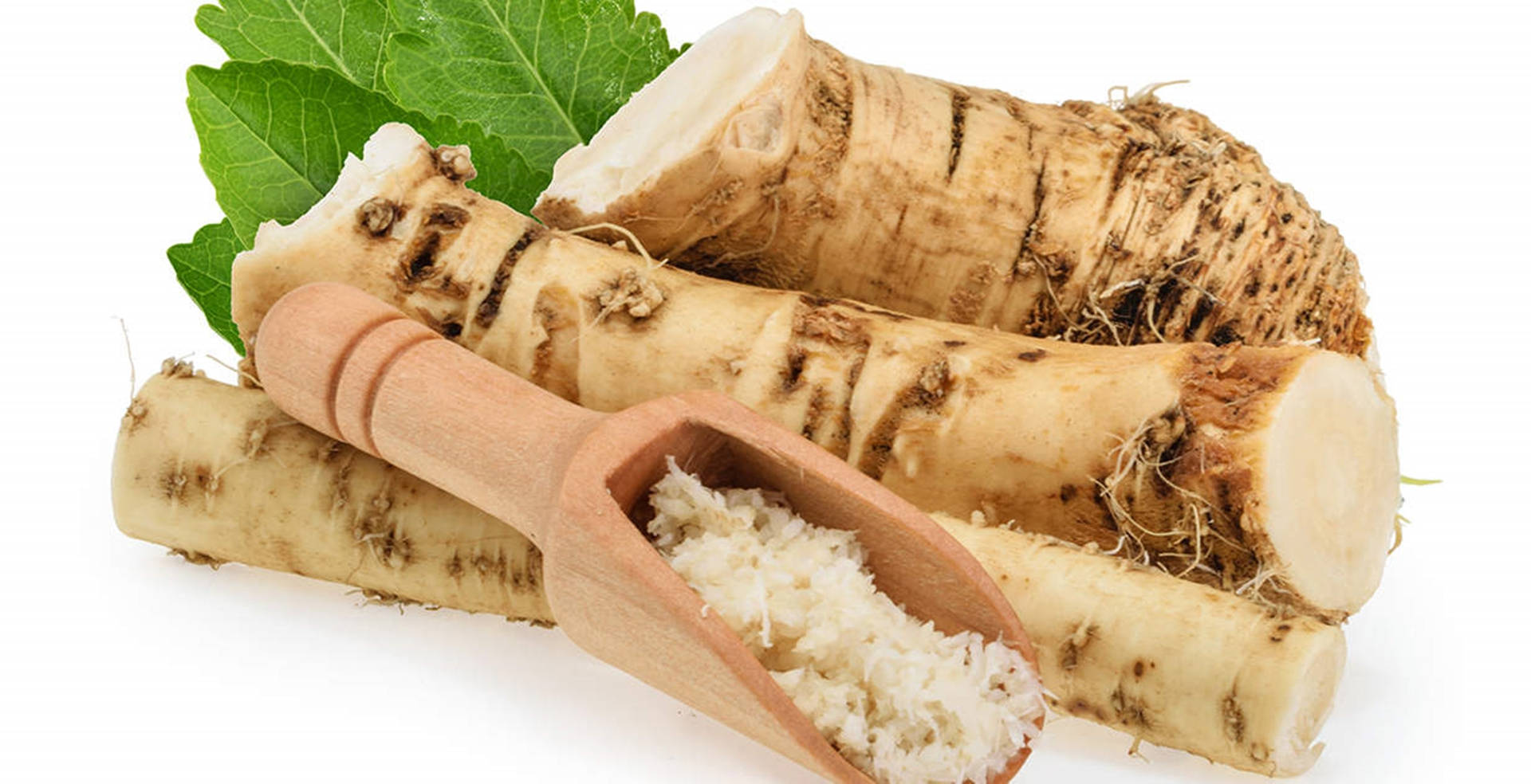 Horseradish With Wood Grater Background