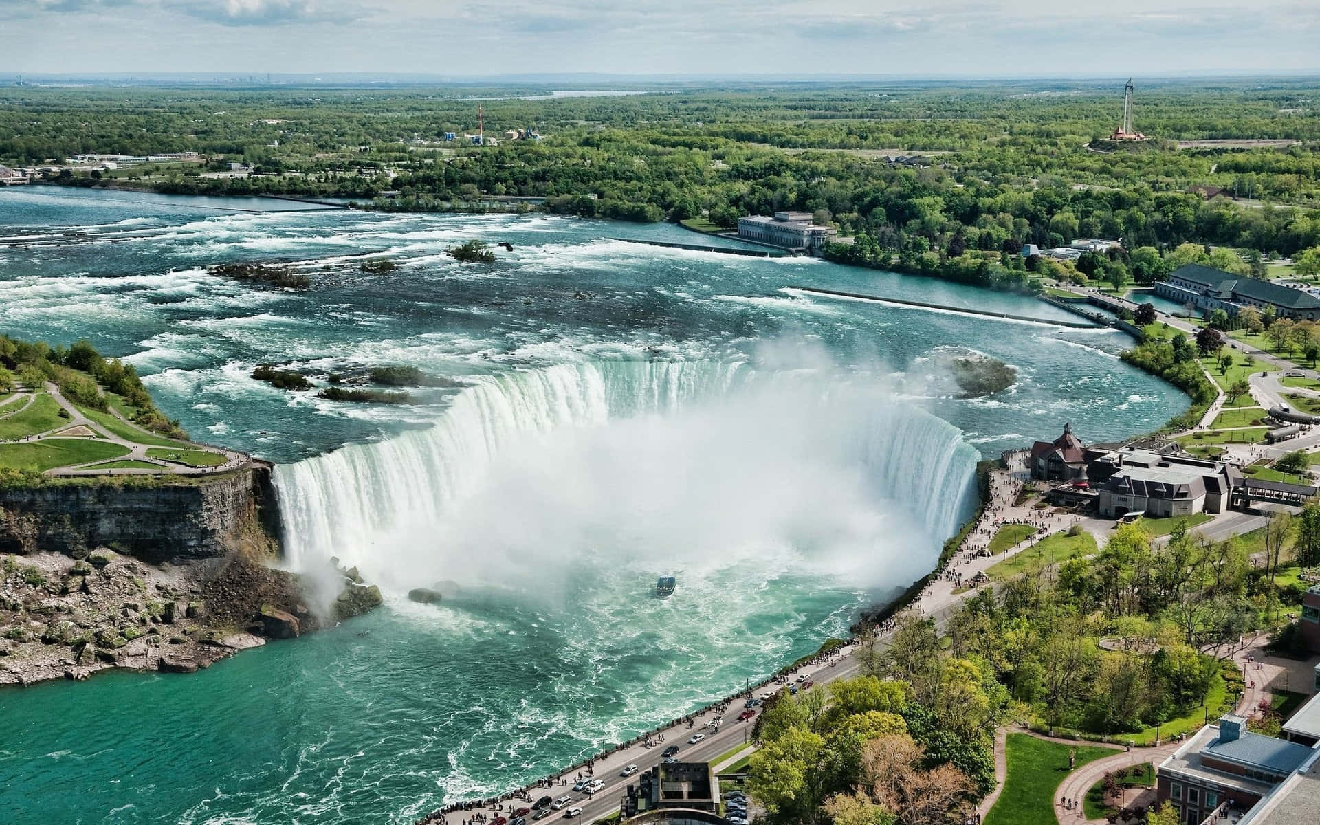 Horseshoe Niagara Falls Canada Aerial View Background