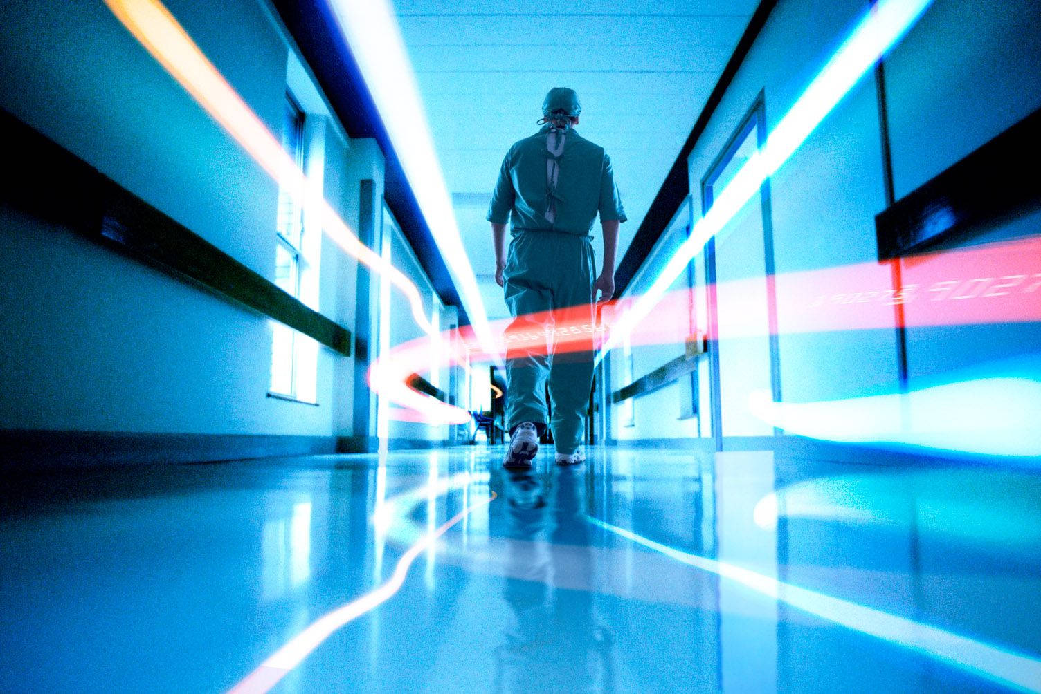 Hospital Hallway Surgeon Bright Lights Background