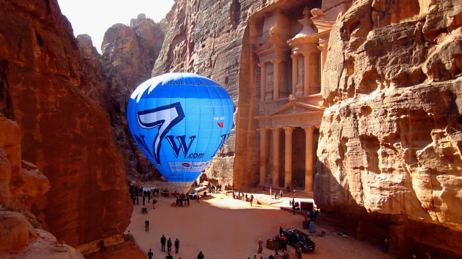 Hot Air Balloon In Petra Background