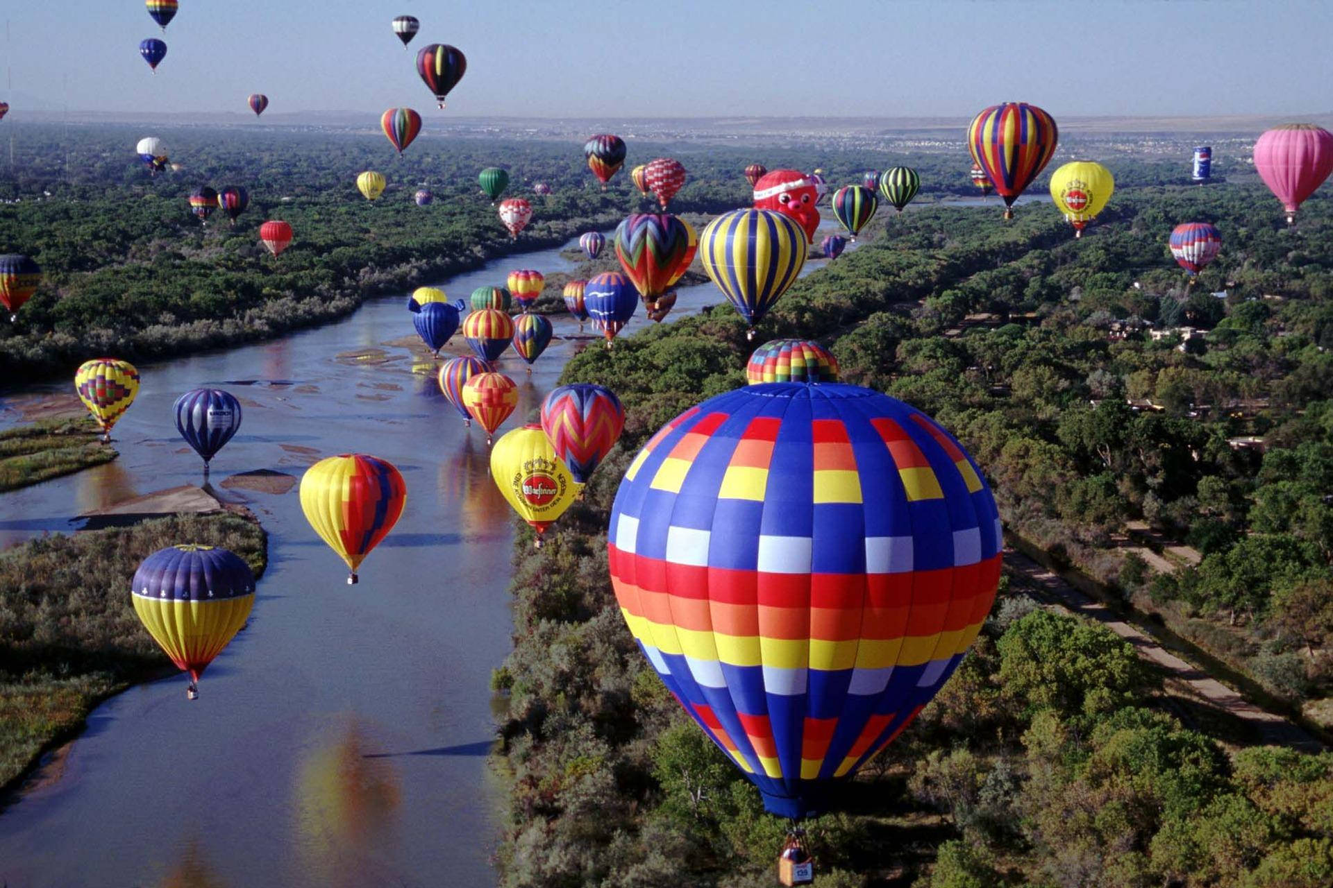 Hot Air Balloons Around Albuquerque Background