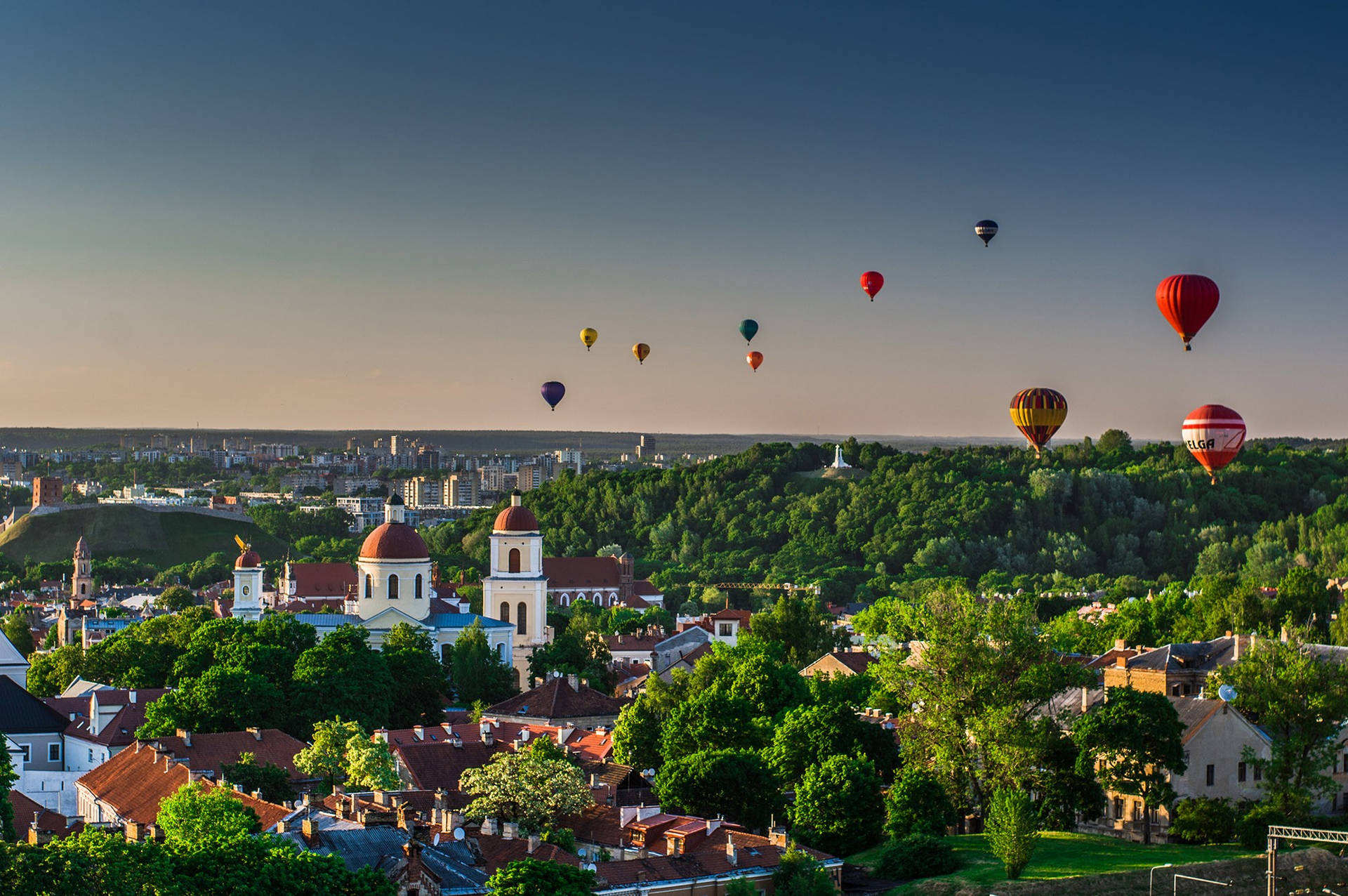 Hot Air Balloons At Vilnius Background