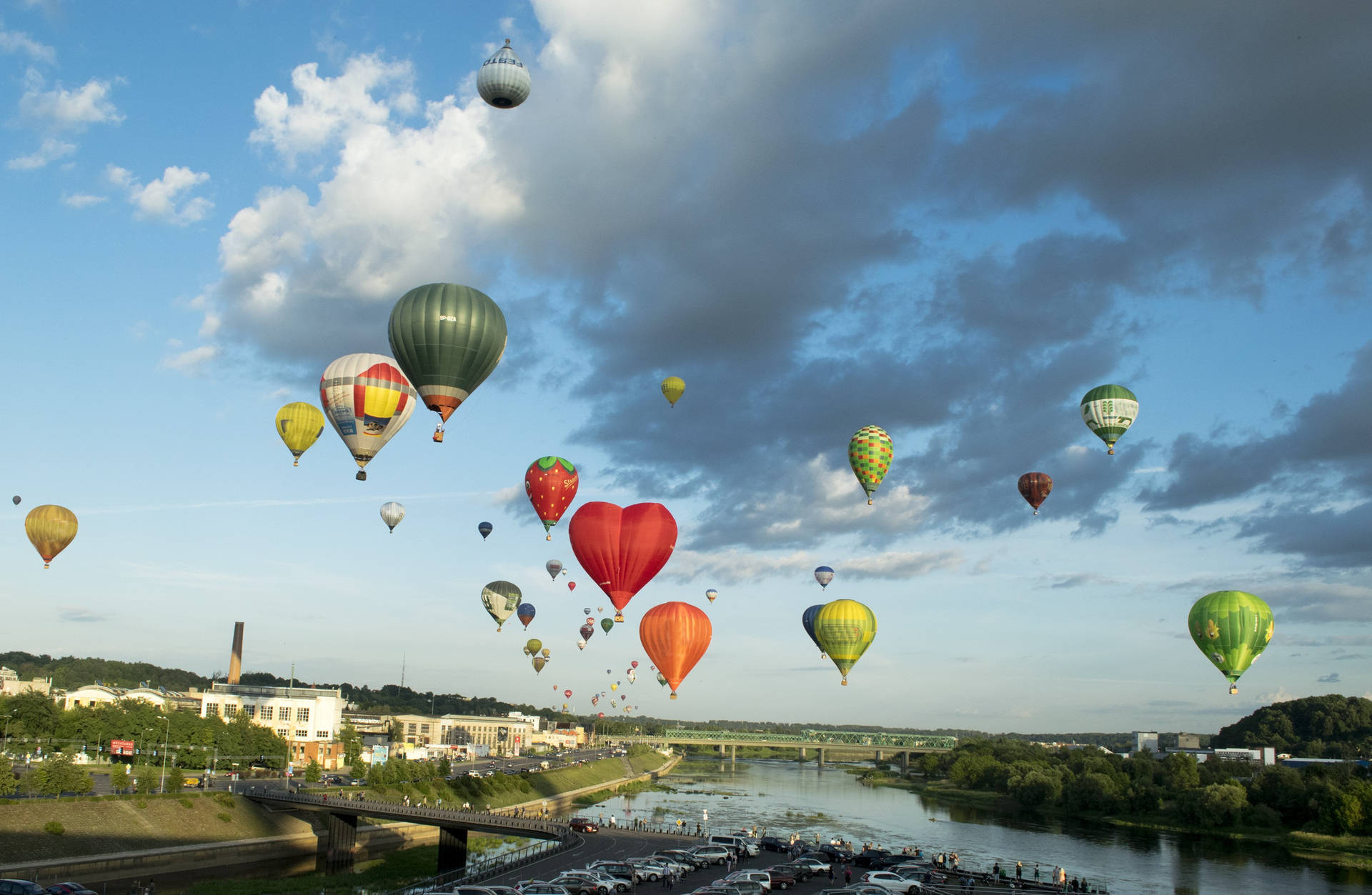 Hot Air Balloons In Lithuania Background