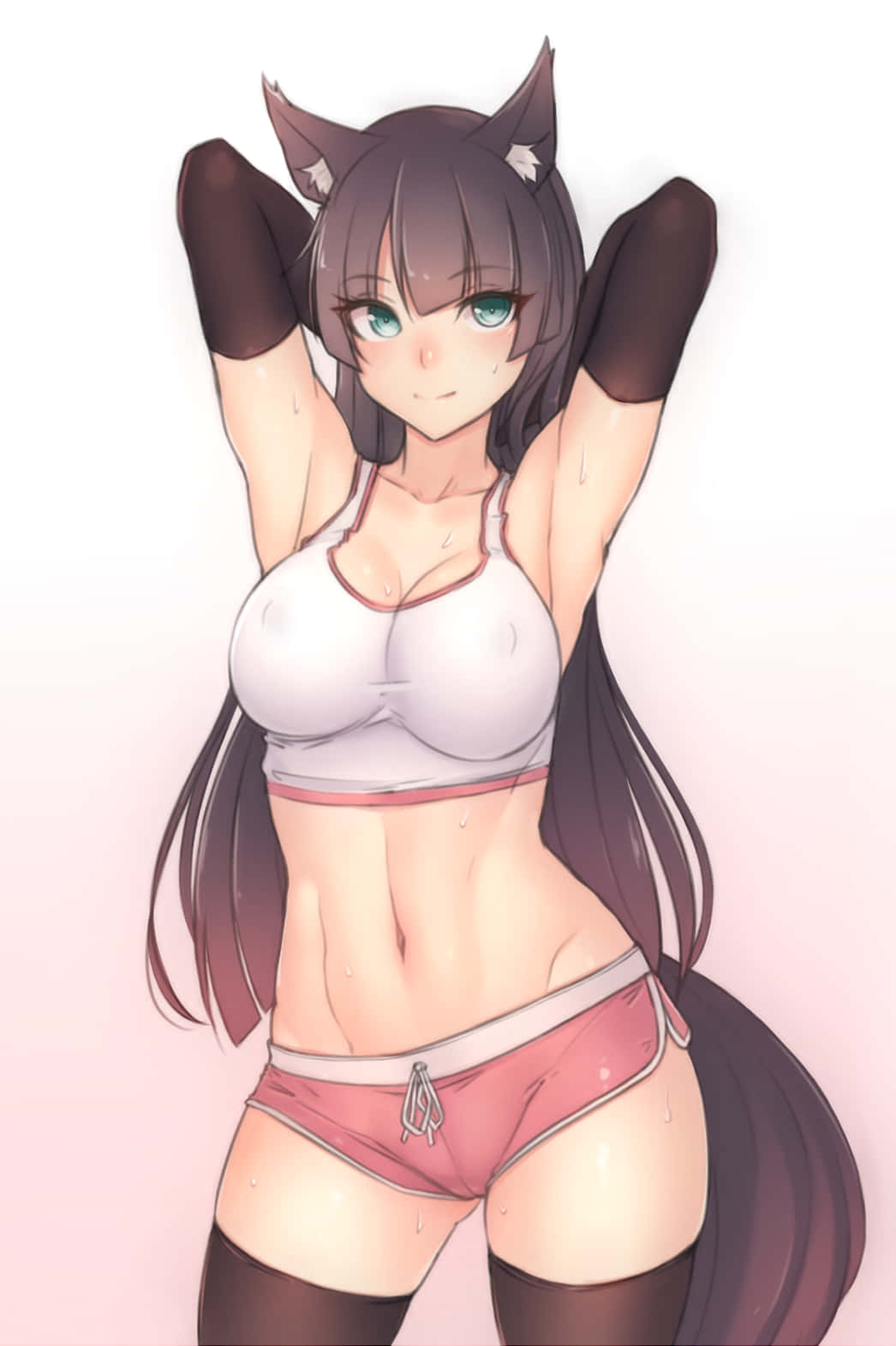 Hot Anime Cat Girl Workout Background