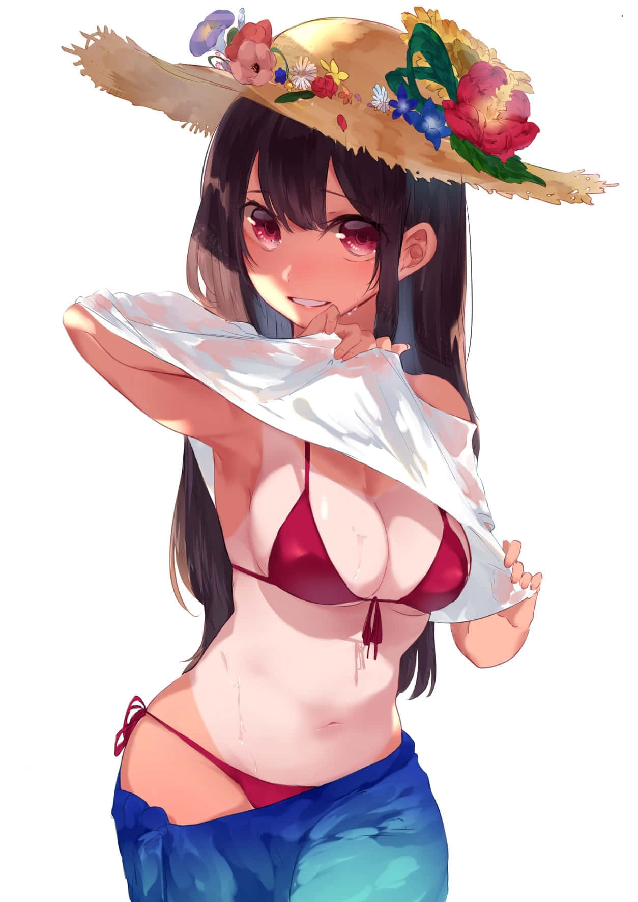 Hot Anime Girl Summer Bikini Background