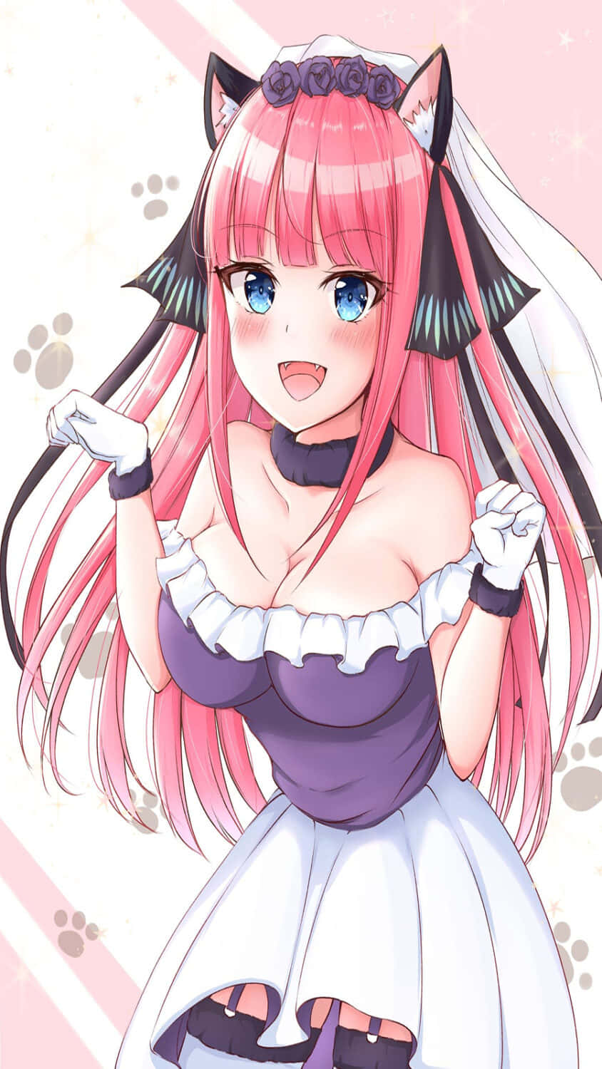 Hot Anime Quintessential Quintuplets Nino Cat Ears Background