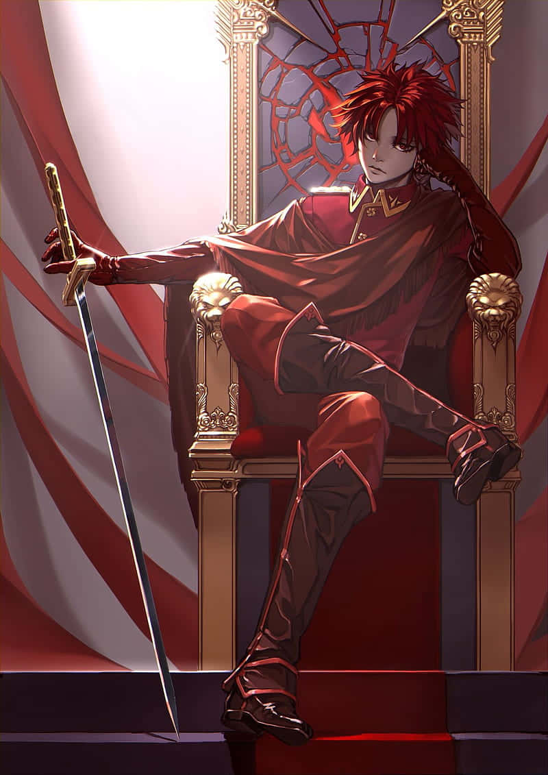 Hot Anime Red Boy Throne Background