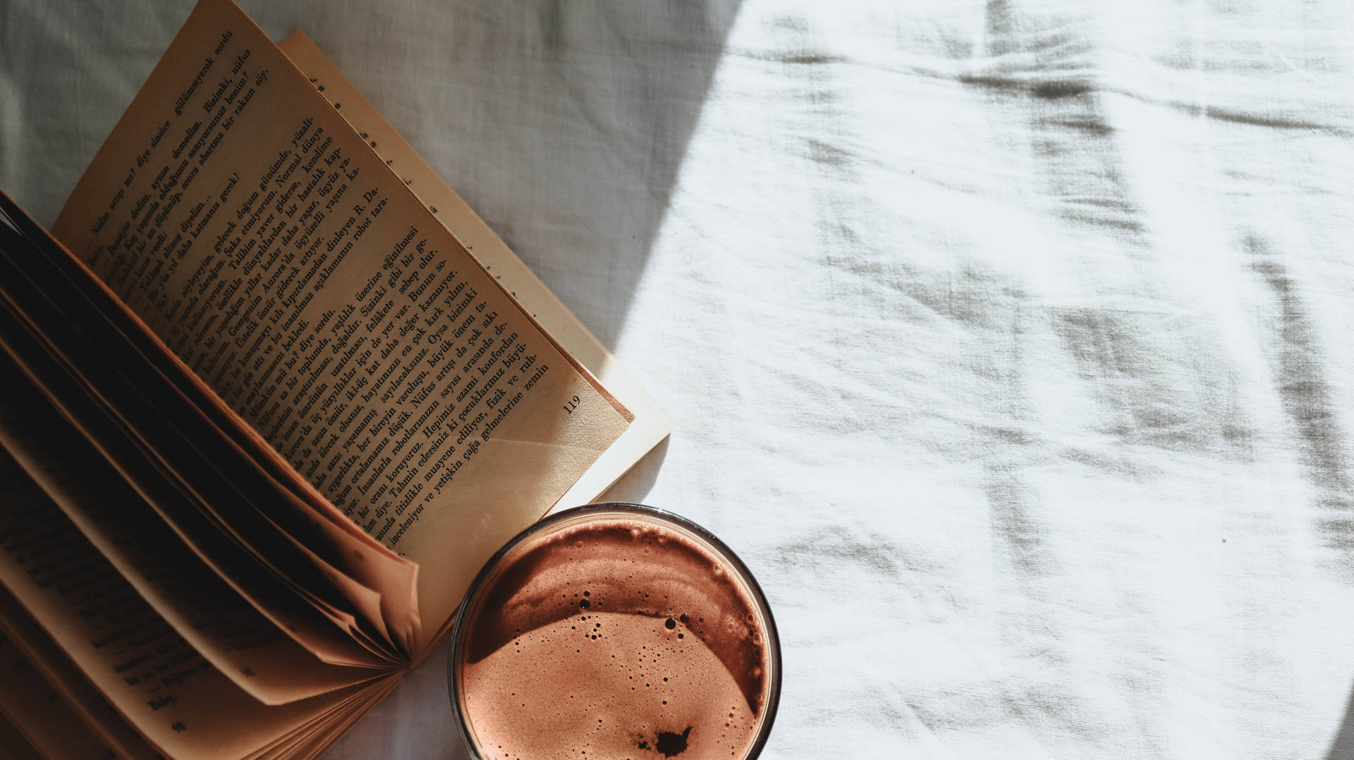 Hot Chocolate Aesthetic Book Desktop Background