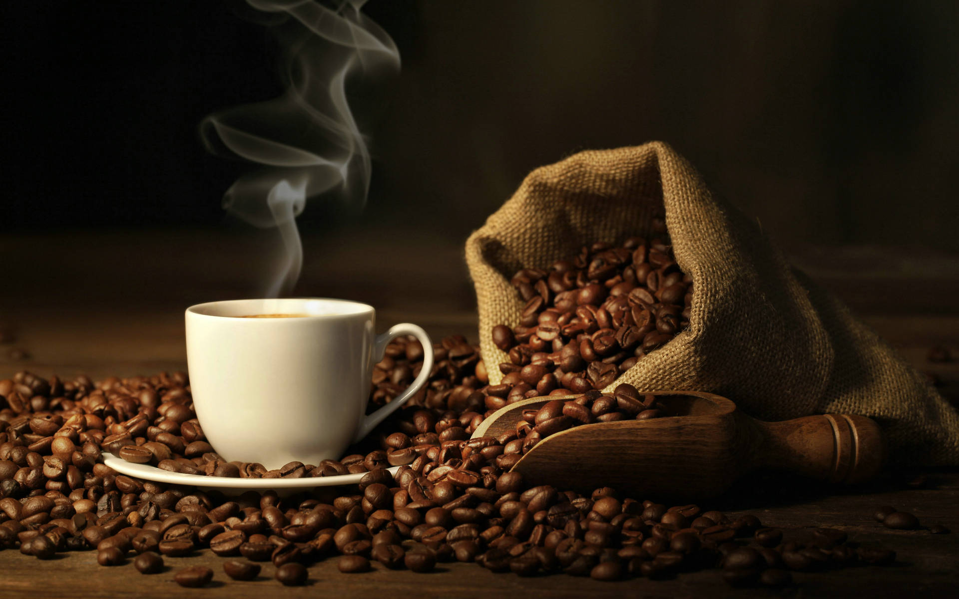 Hot Coffee Bean Bag Background