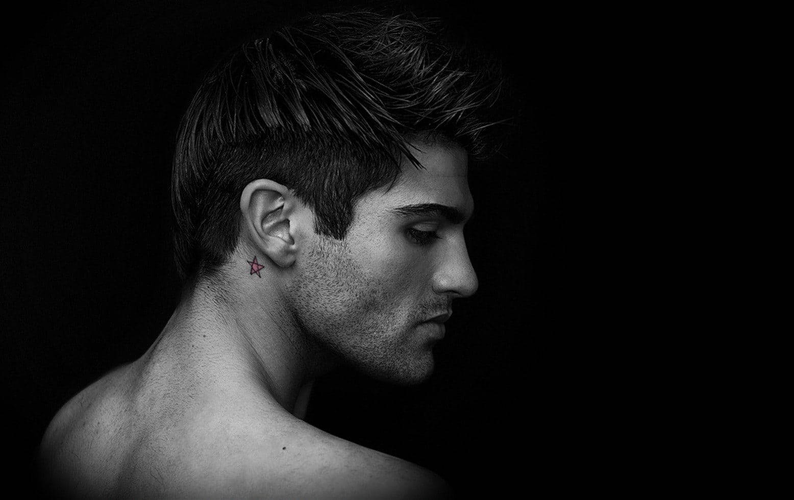 Hot Guy Ear Tattoo Background