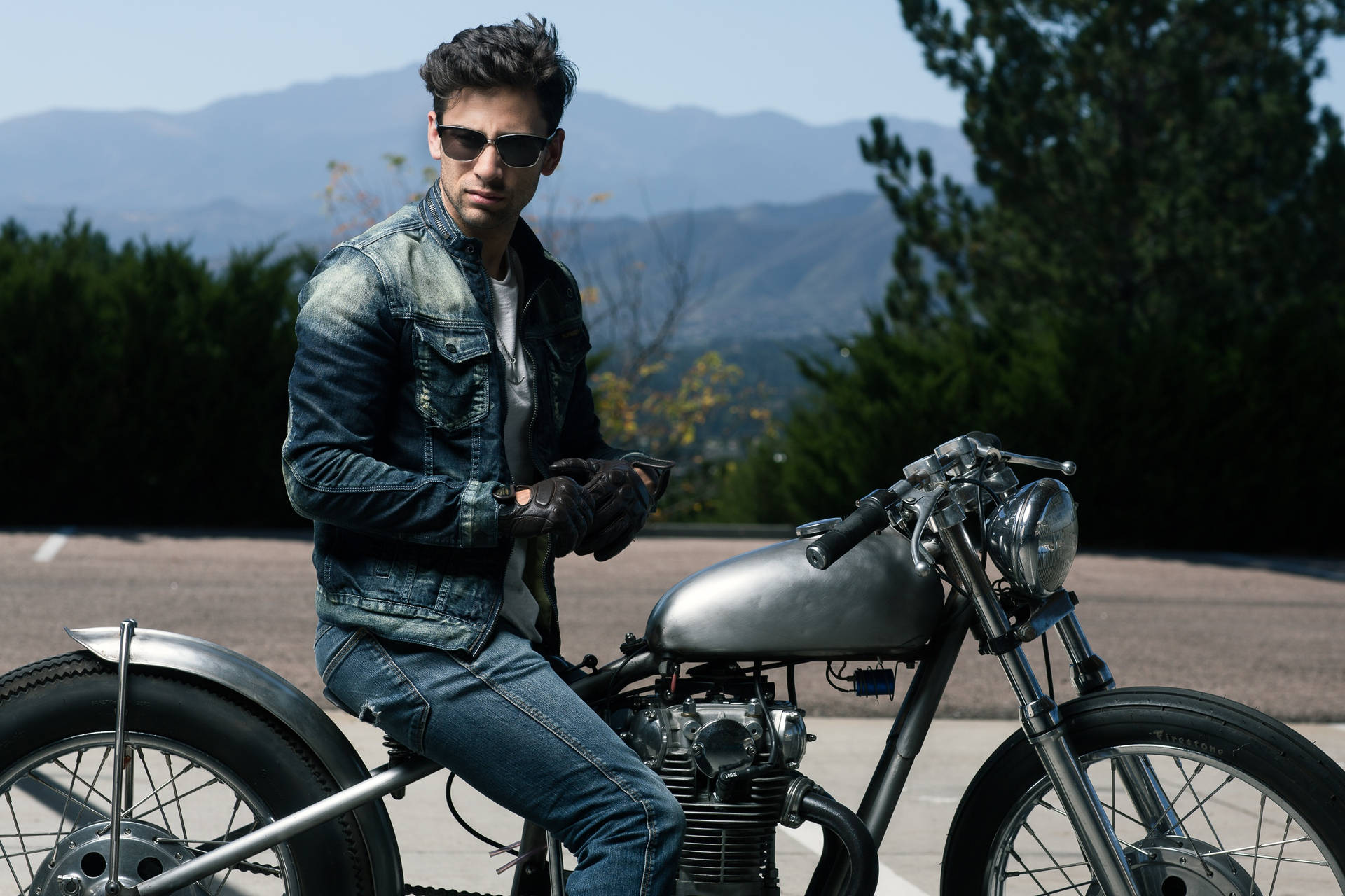 Hot Guy Riding Motorbike Background