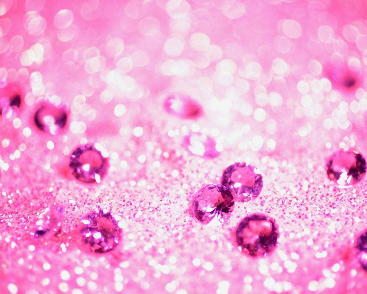 Hot Pink Crystals And Glitters Background