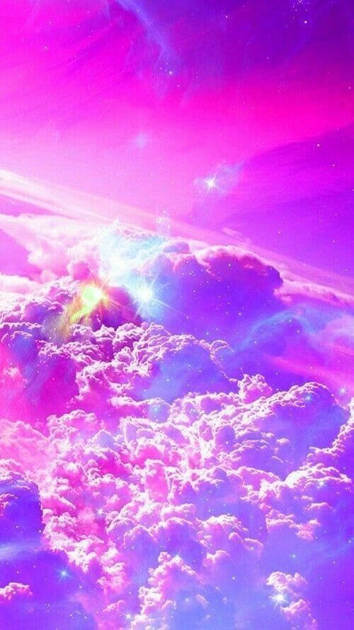 Hot Pink Purple Clouds Girly Galaxy Background