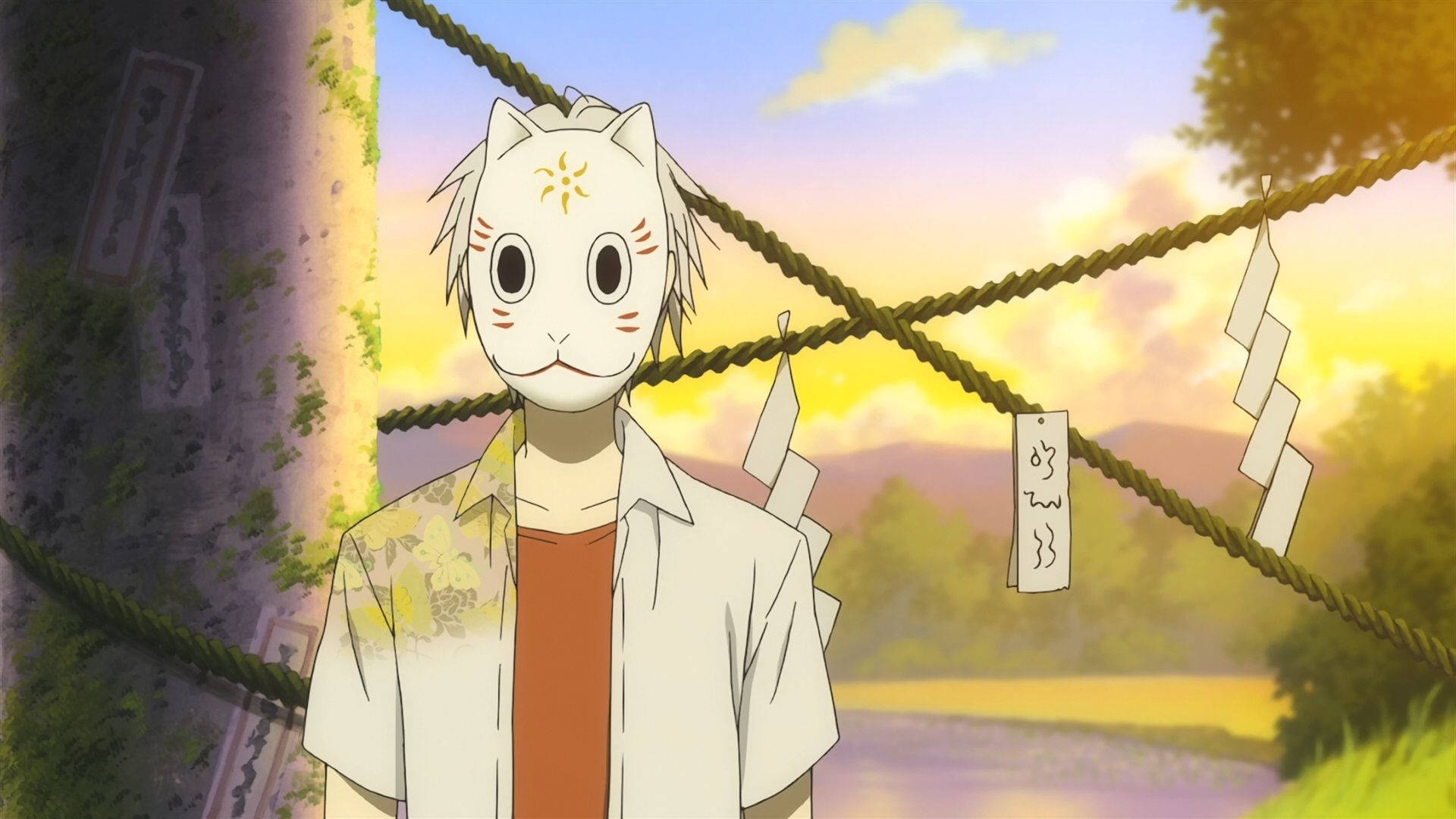 Hotarubi No Mori E, Gin With A Kitsune Mask On Background