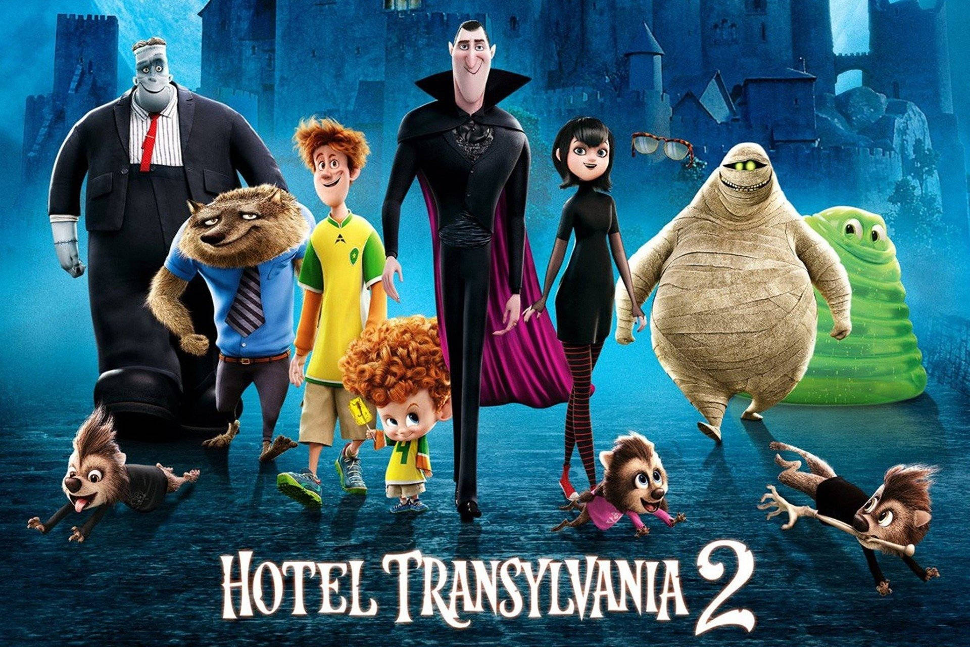 Hotel Transylvania 2 Characters With Logo Background