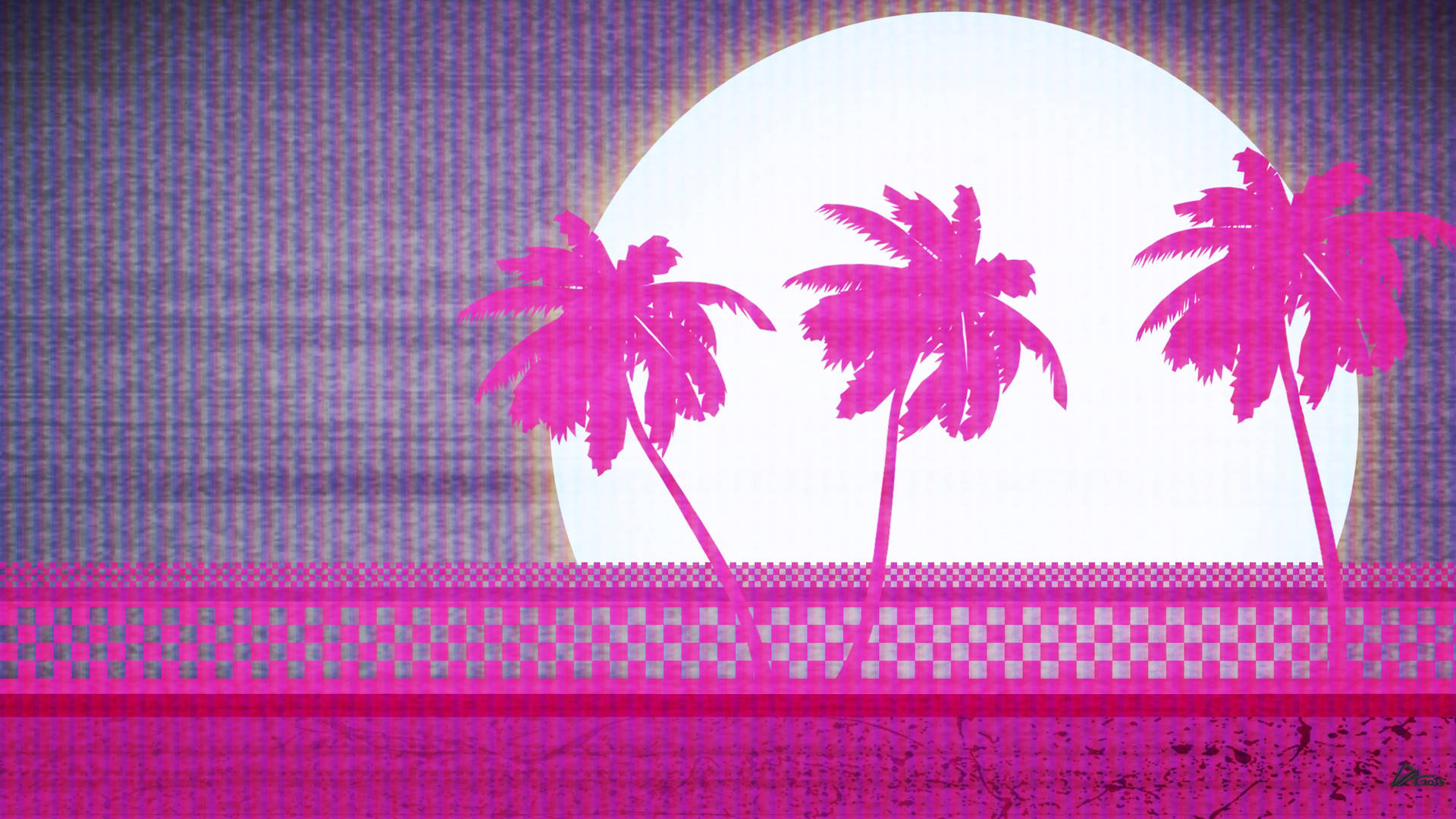 Hotline Miami Pink Palm Trees Background
