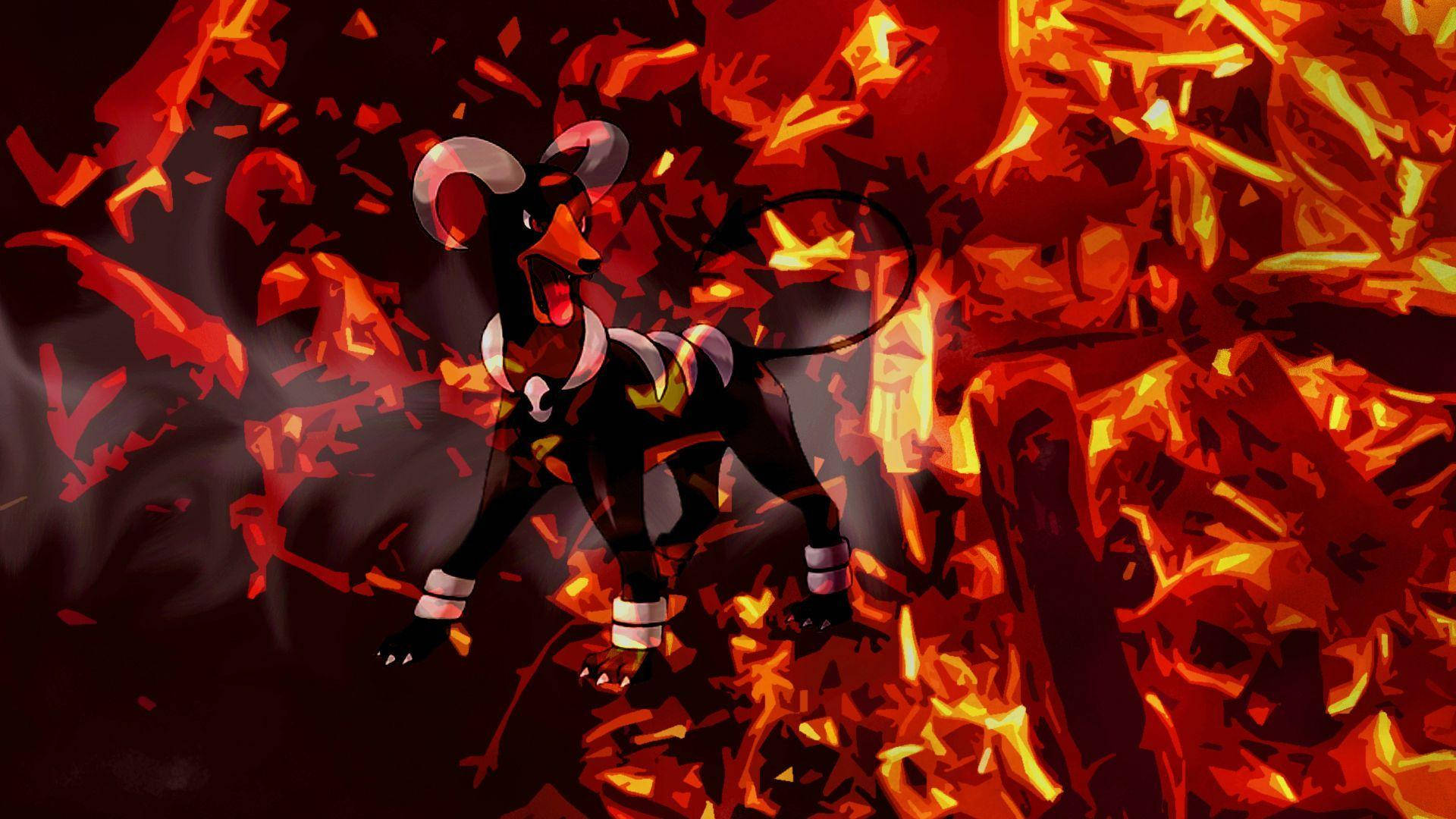 Houndoom Surrounded By Flames