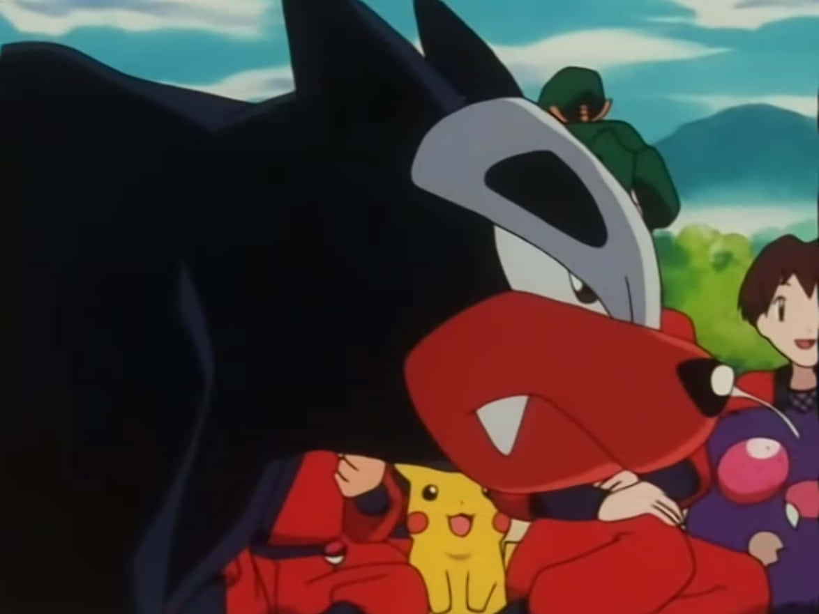 Houndour In The Anime Looking Fierce Background