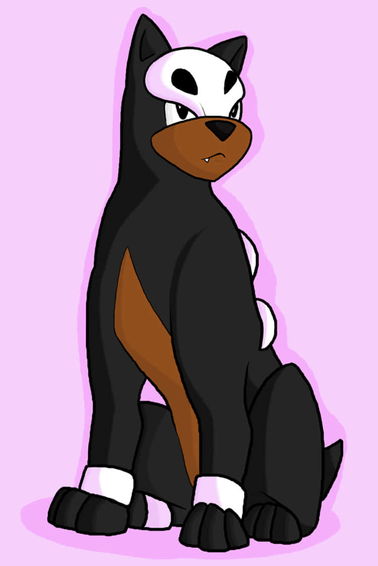 Houndour With Bright Pink Backdrop Phone Background