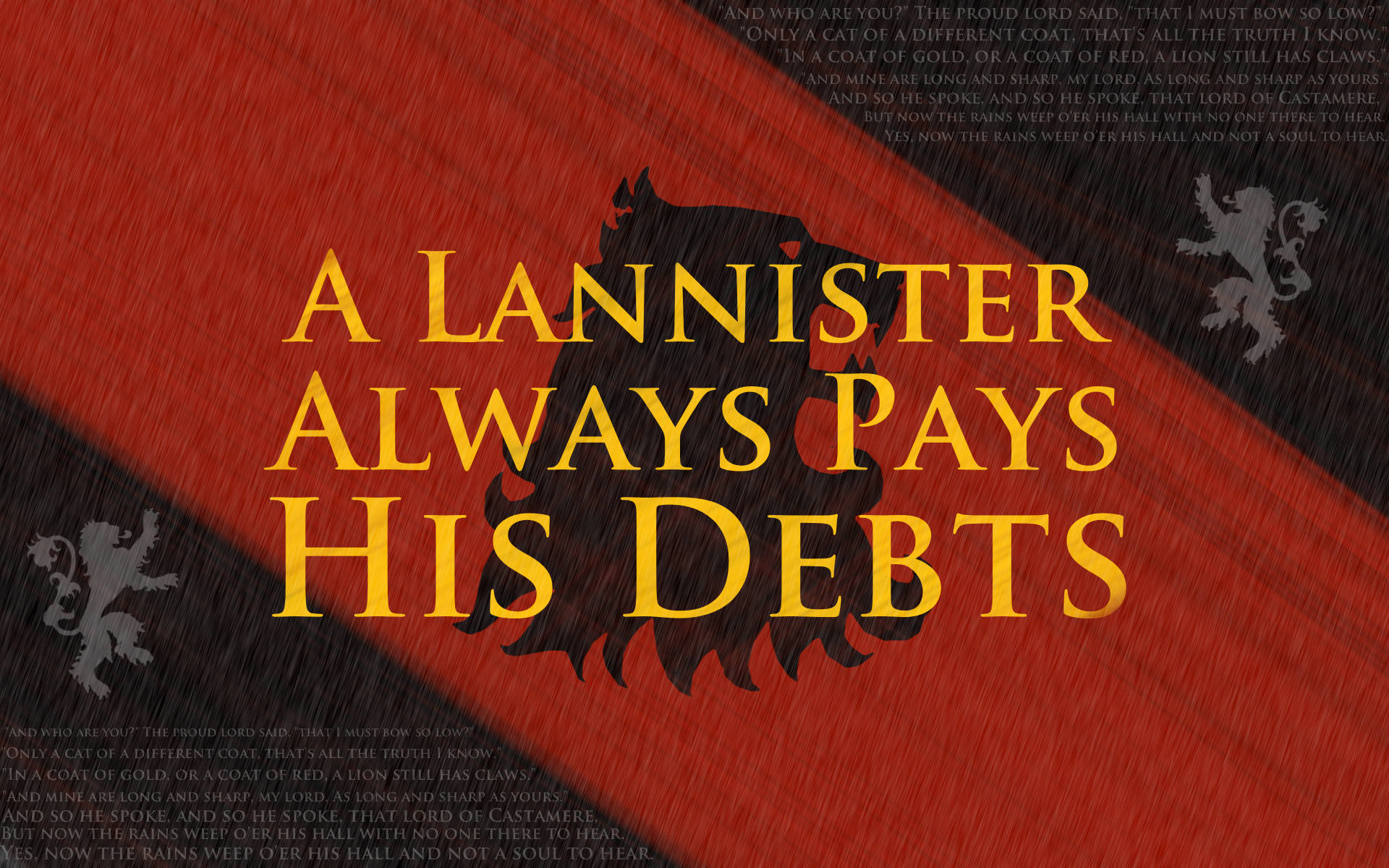 House Lannister Red And Black Quote Background