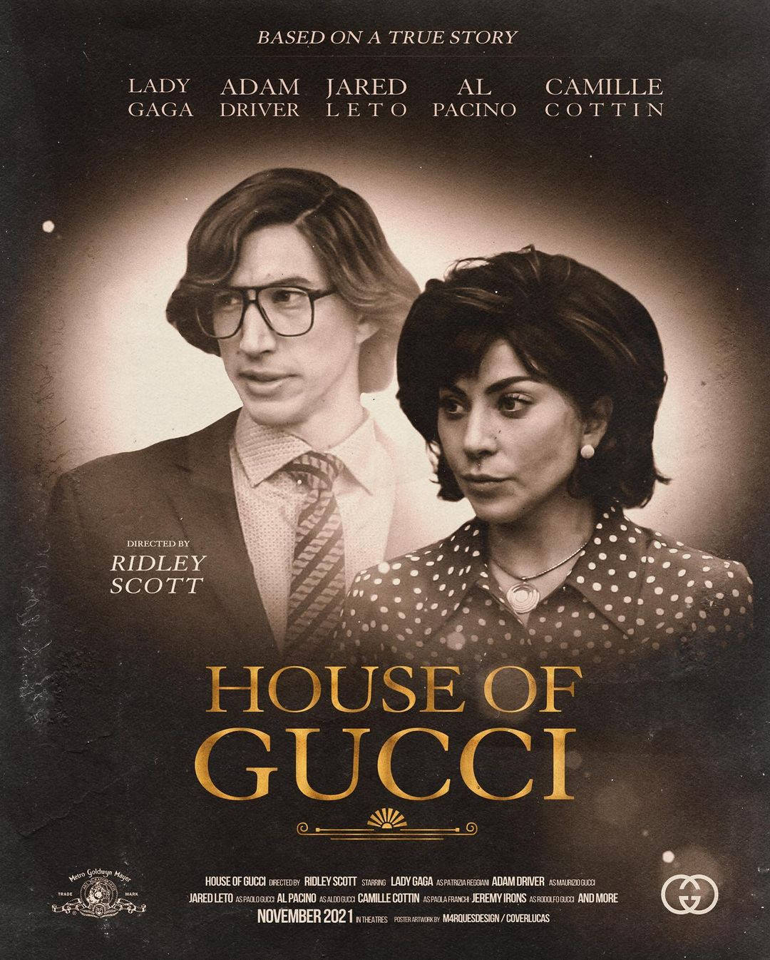 House Of Gucci Sepia Poster Background