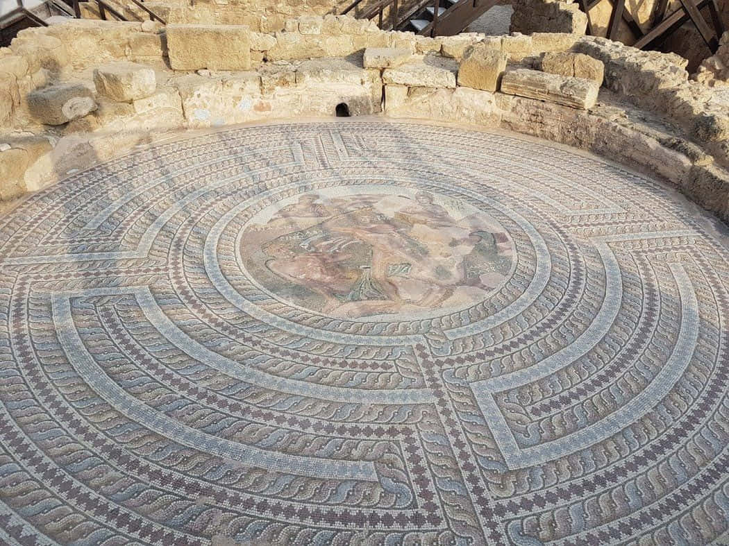 House Of Theseus In Archaeological Park, Paphos District Background