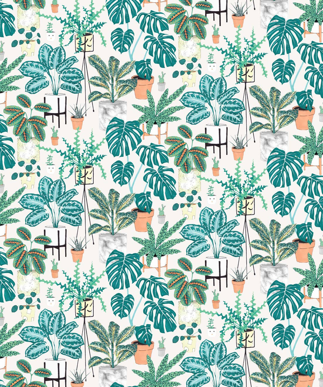 House Plants Swiss Cheese Leaves Pattern