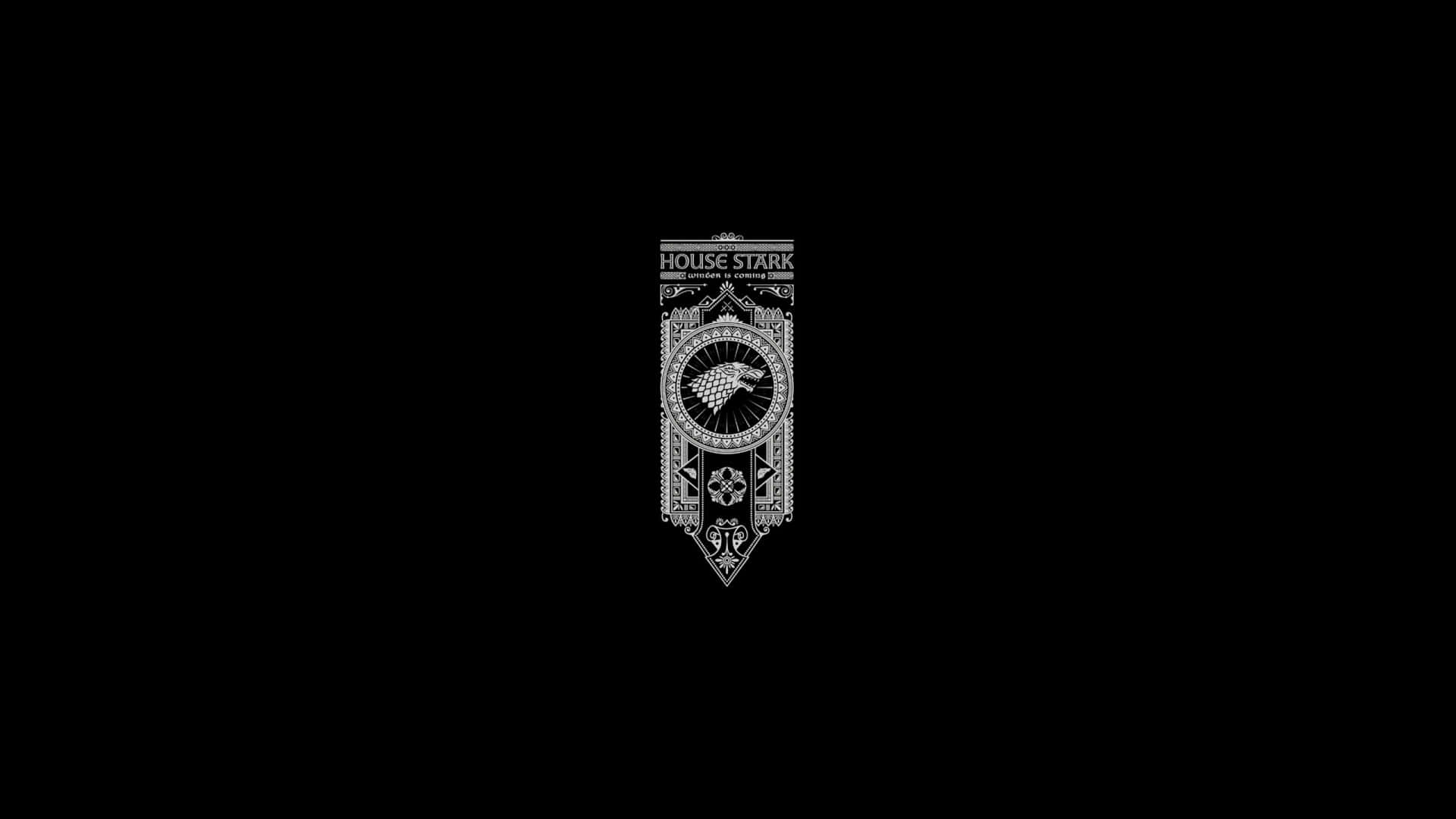 House Stark Banner Minimalist Black Background