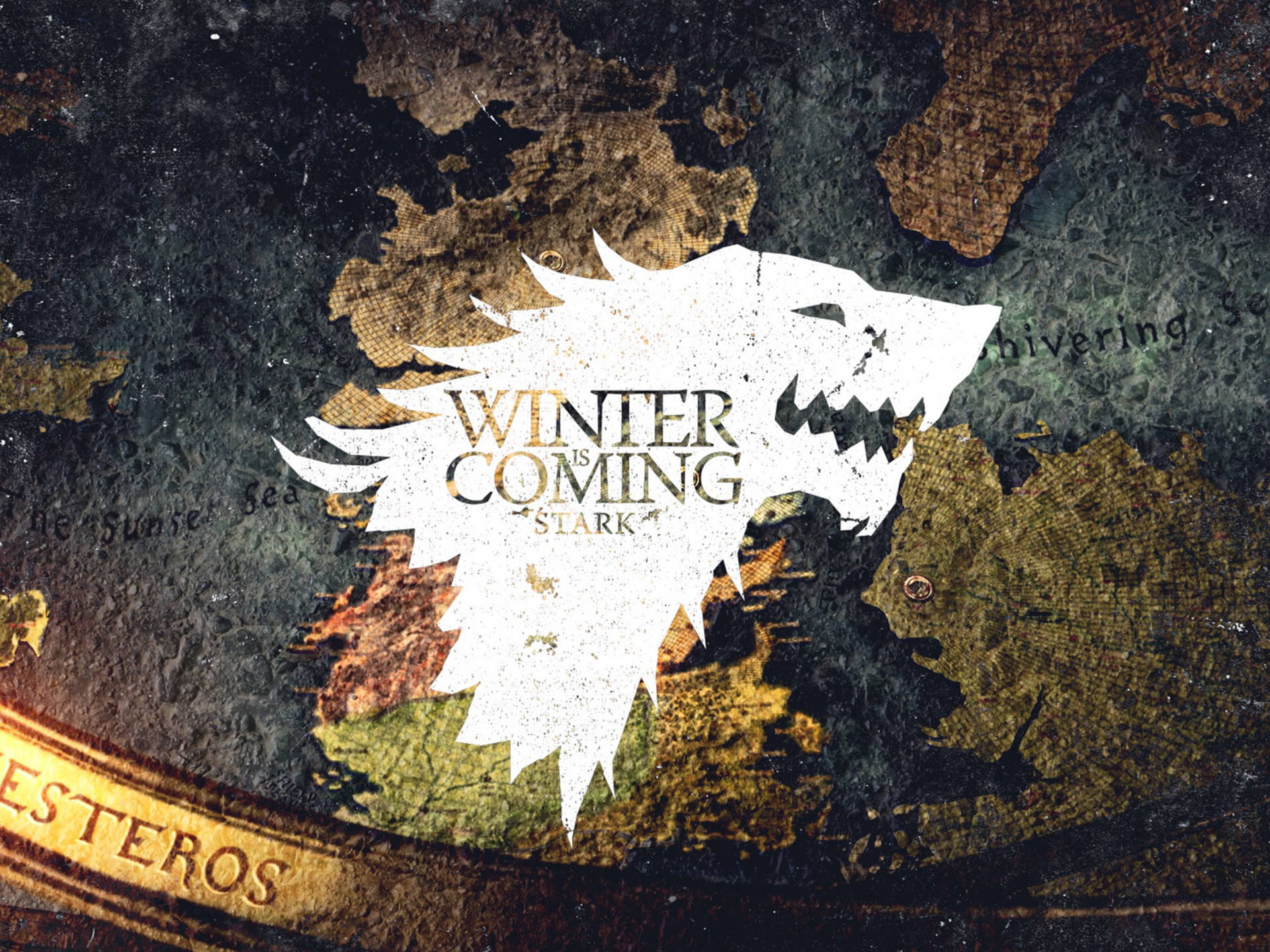House Stark Direwolf Westeros Map Background