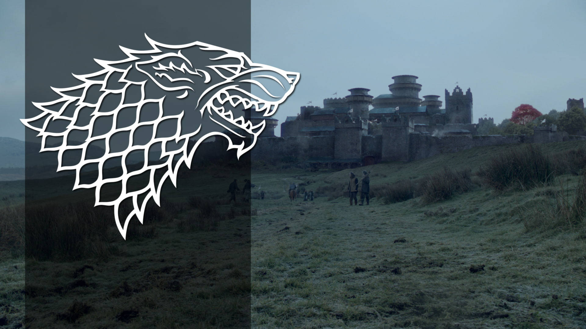 House Stark Sigil On Winterfell Background