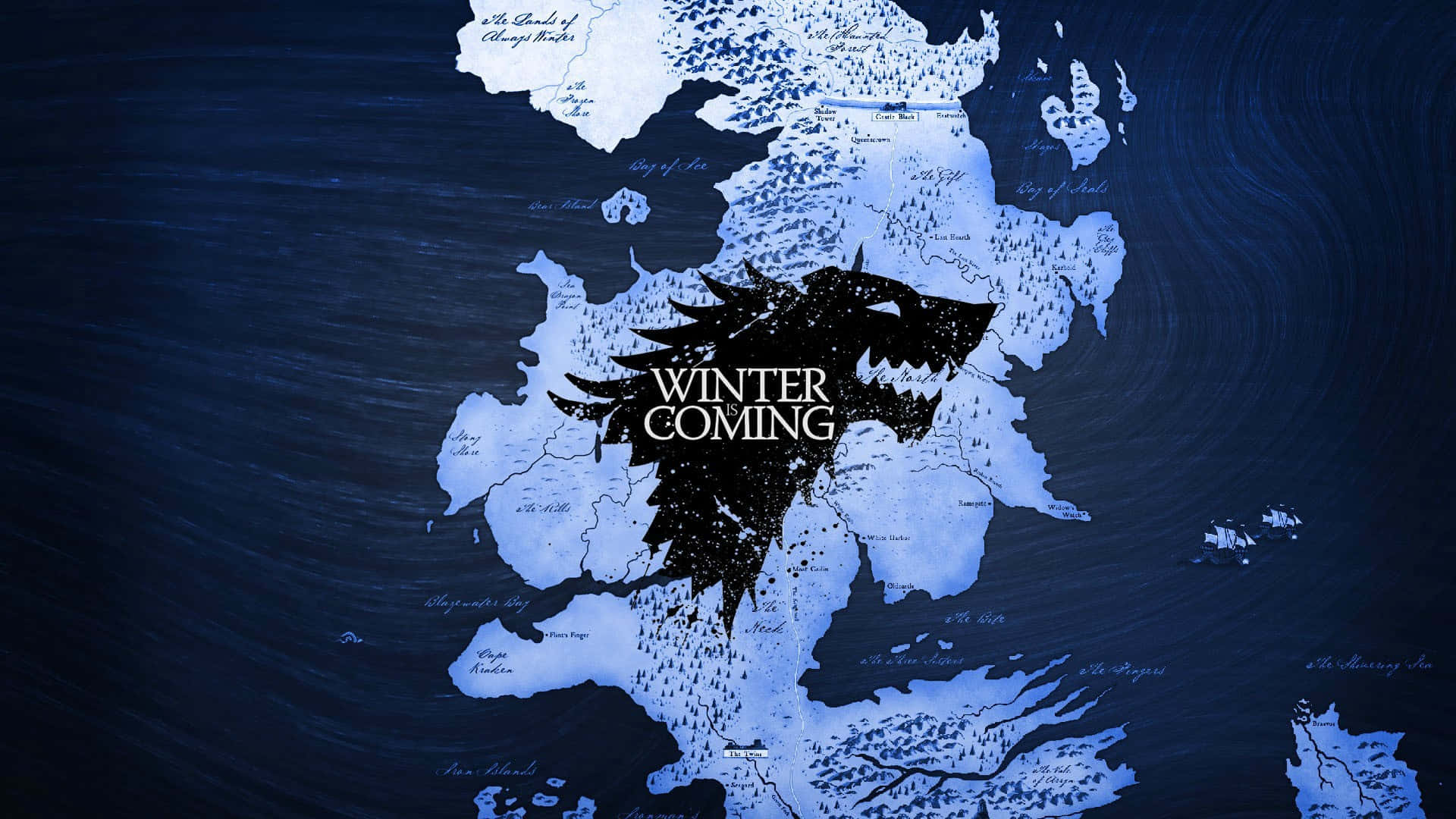 House Stark Wolf Blue Westeros Map Background