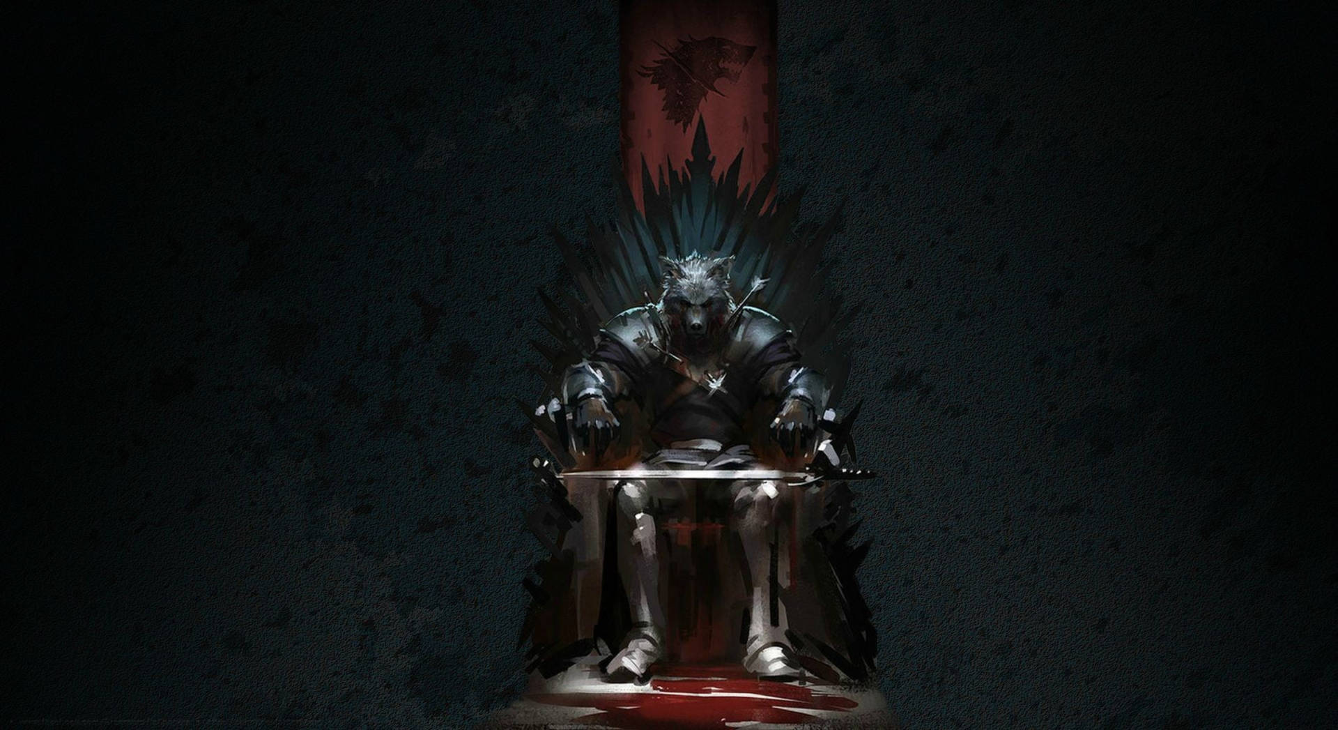 House Stark Wolf Iron Throne Background