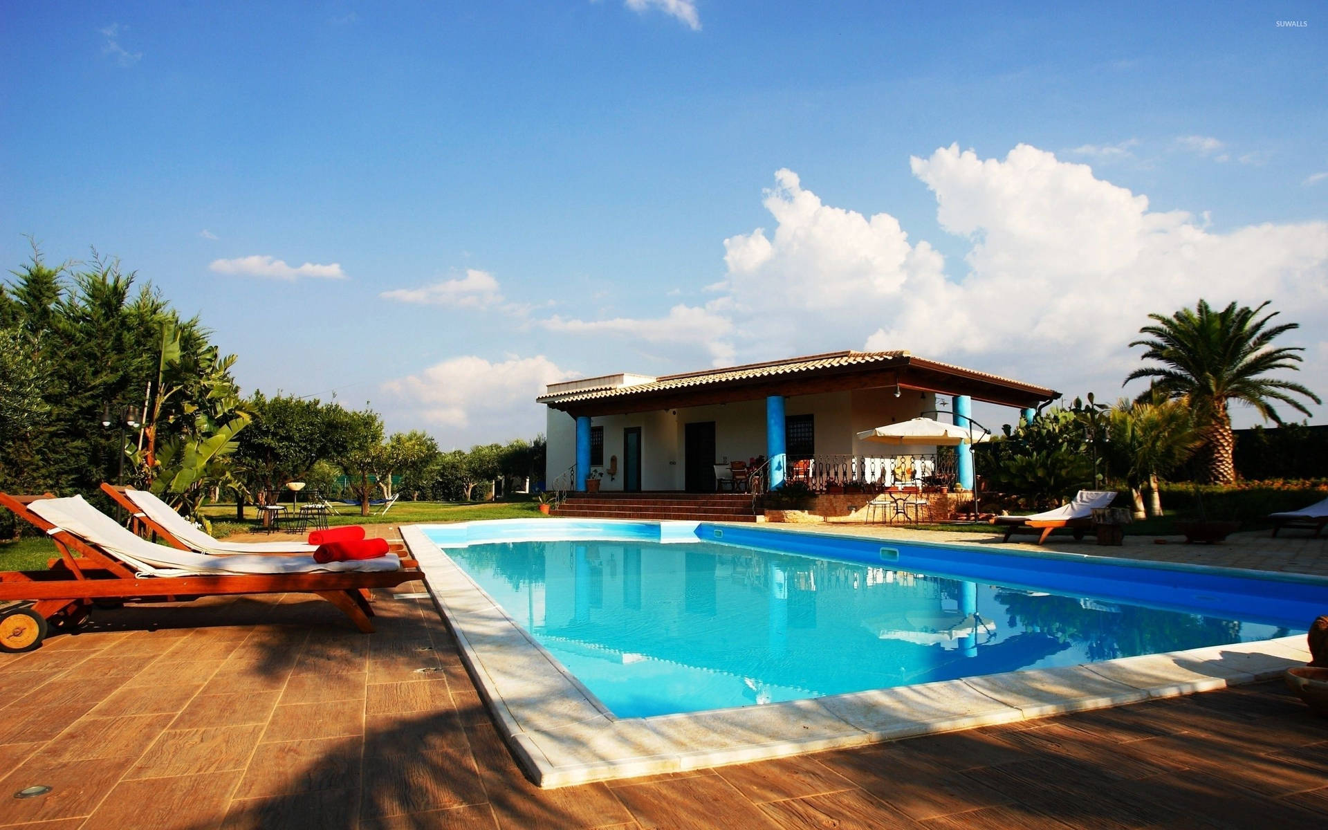 House Swimming Pool Background