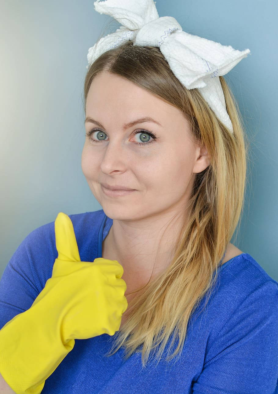 Housekeeper Cleaning Work Thumbs Up Background