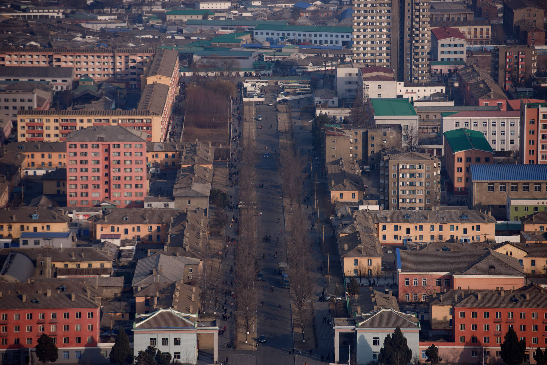 Houses And Buildings In Pyongyang Background