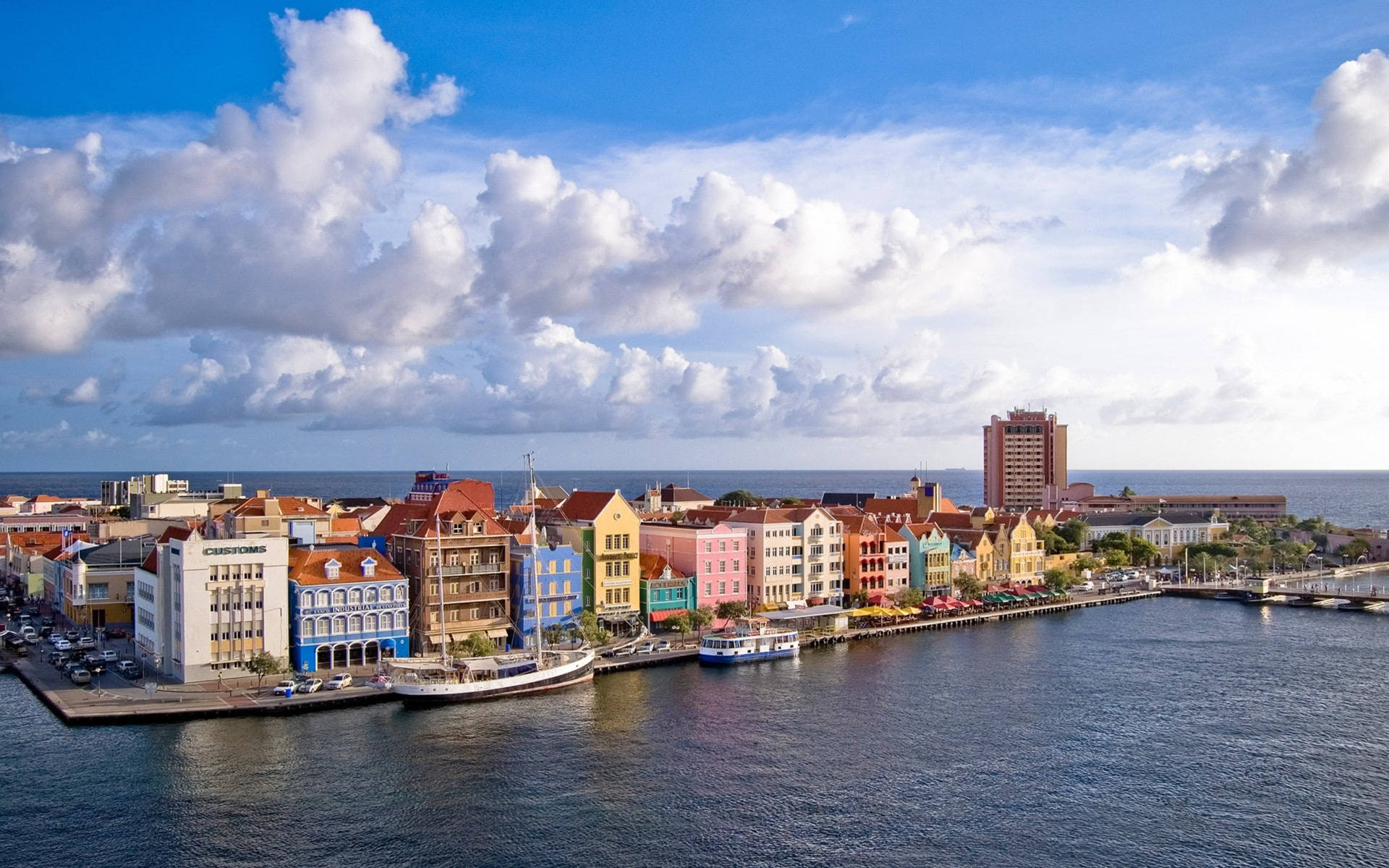 Houses At Curacao Caribbean Background