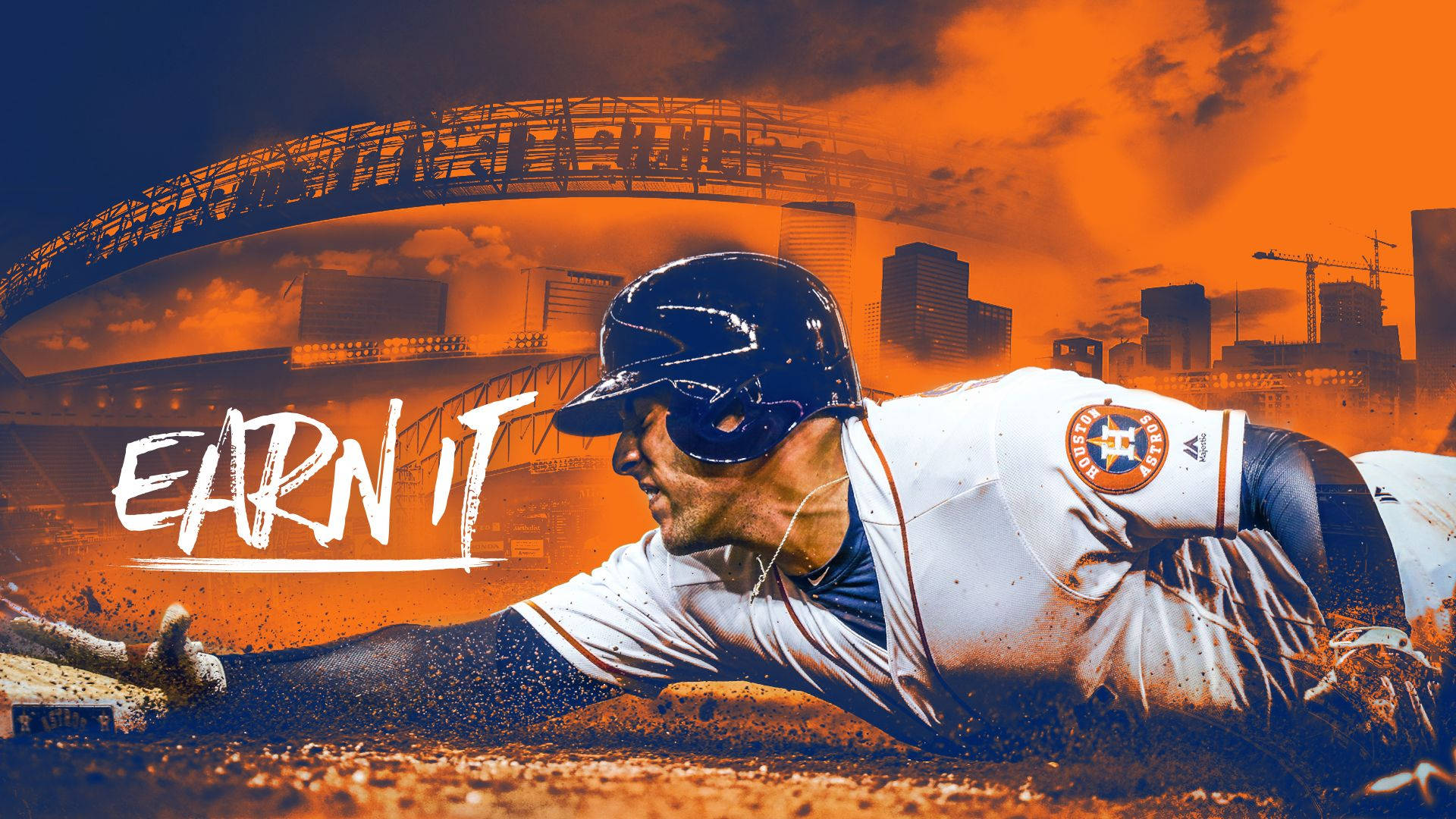 Houston Astros Player Diving On Plate Background