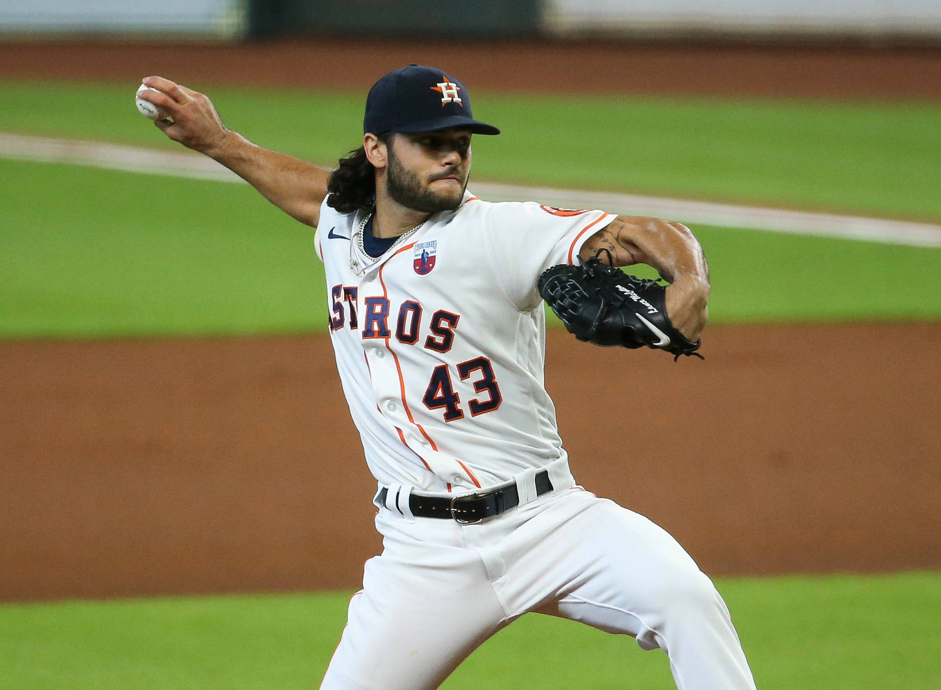 Houston Astros' Star Pitcher Lance Mccullers In Action Background