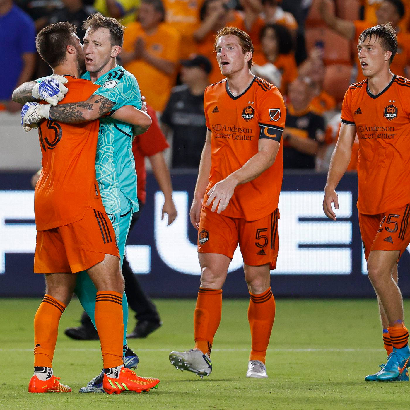 Houston Dynamo Players Hugging Background