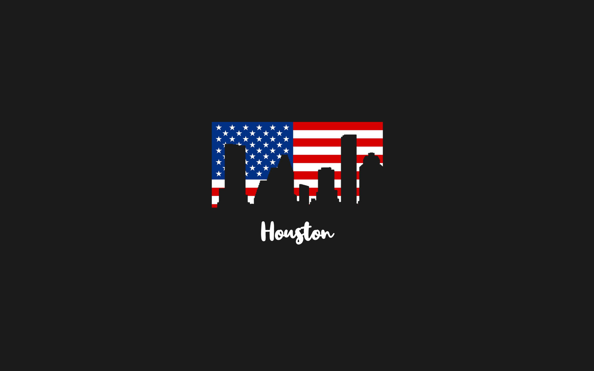 Houston In American Flag Art Background