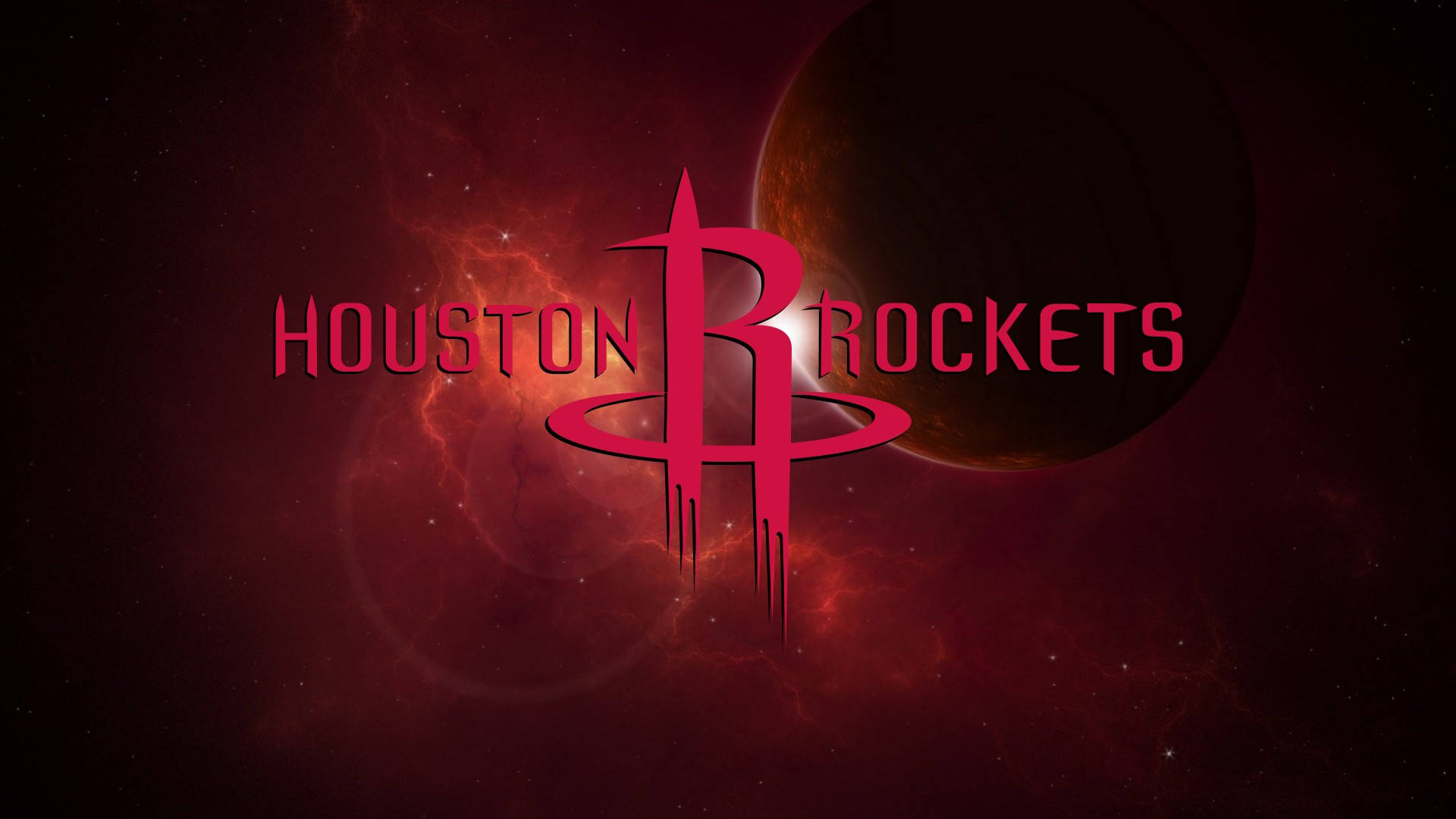 Houston Rockets Red Moon Art